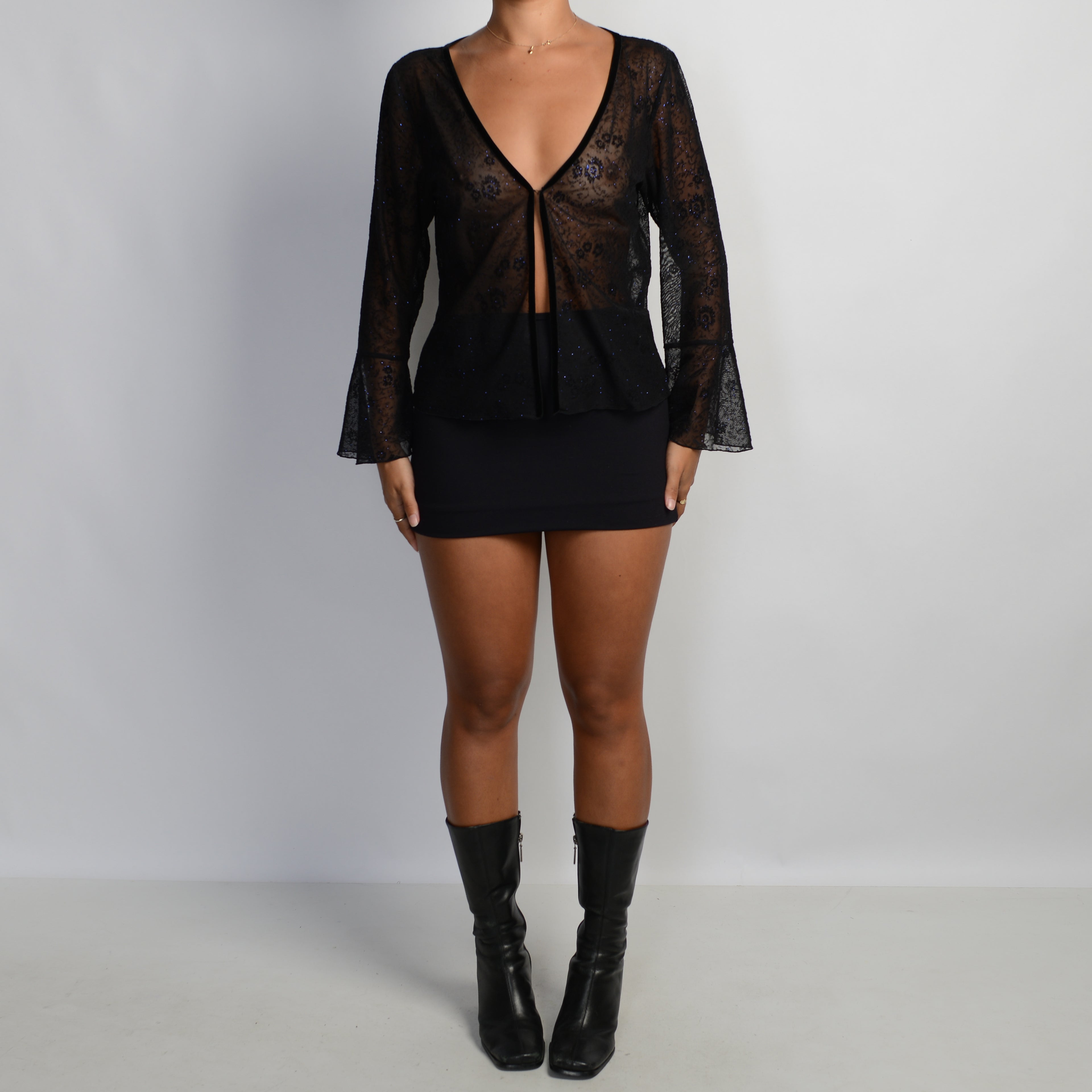 BLACK MESH GLITTER TOP