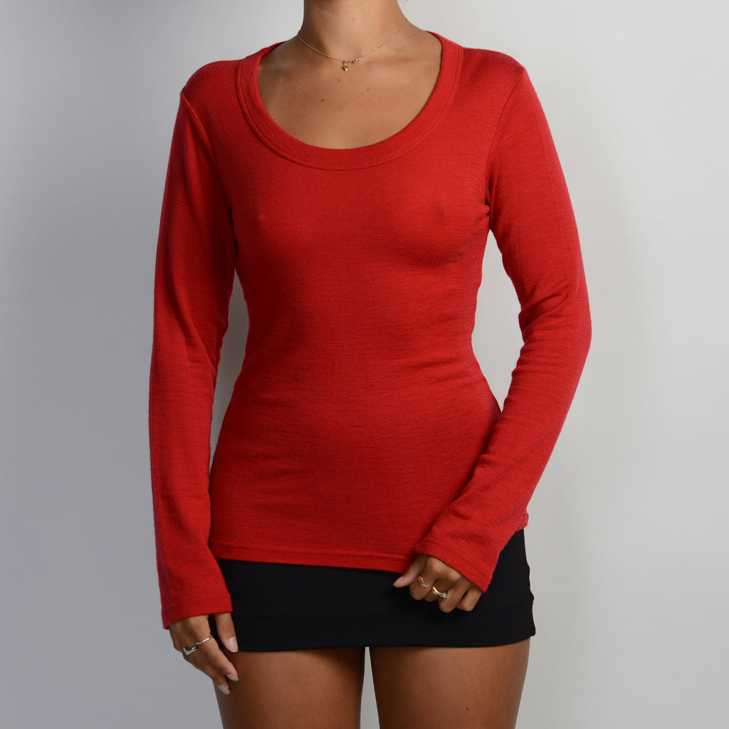 RED WOOL LONG SLEEVE TOP