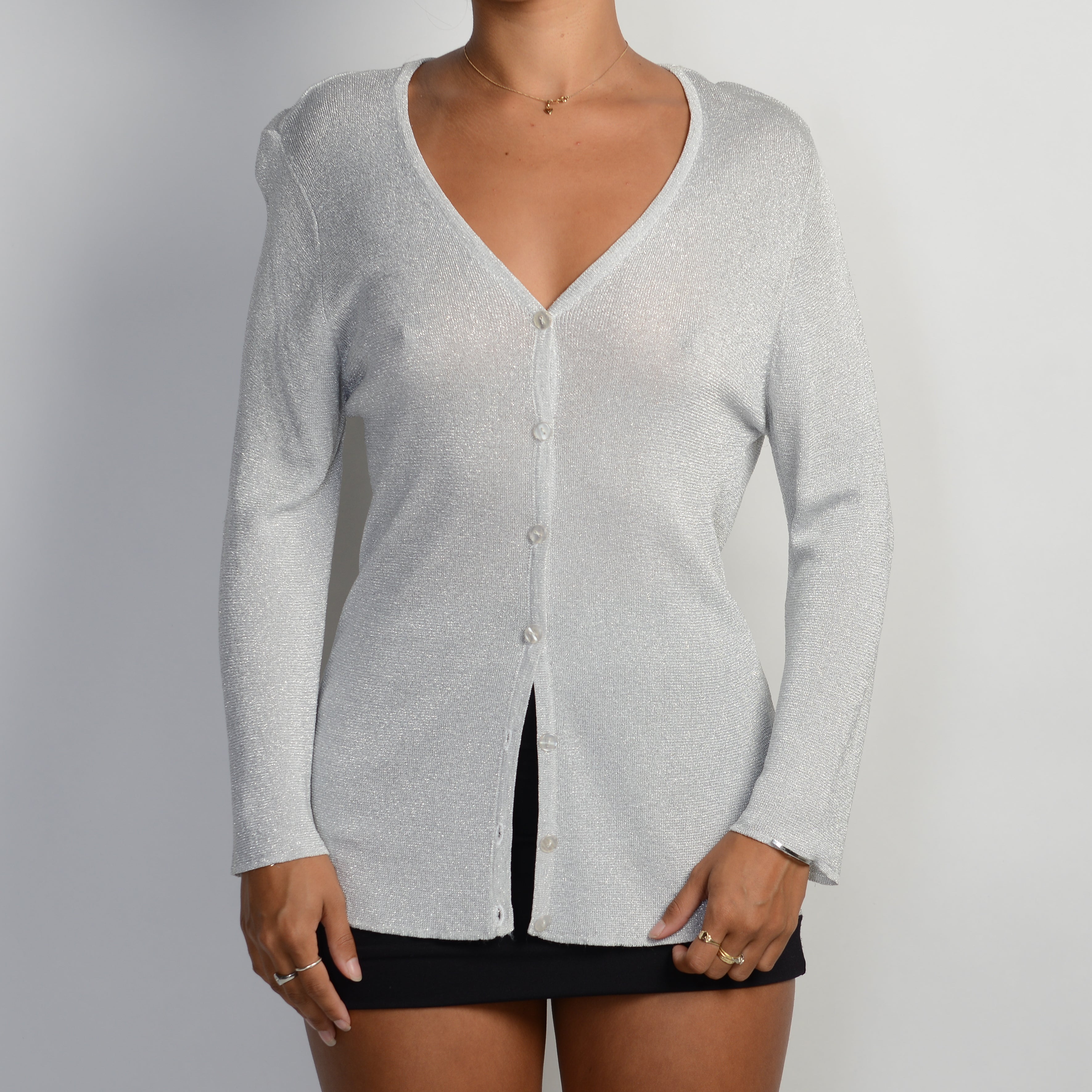 SILVER KNIT CARDIGAN
