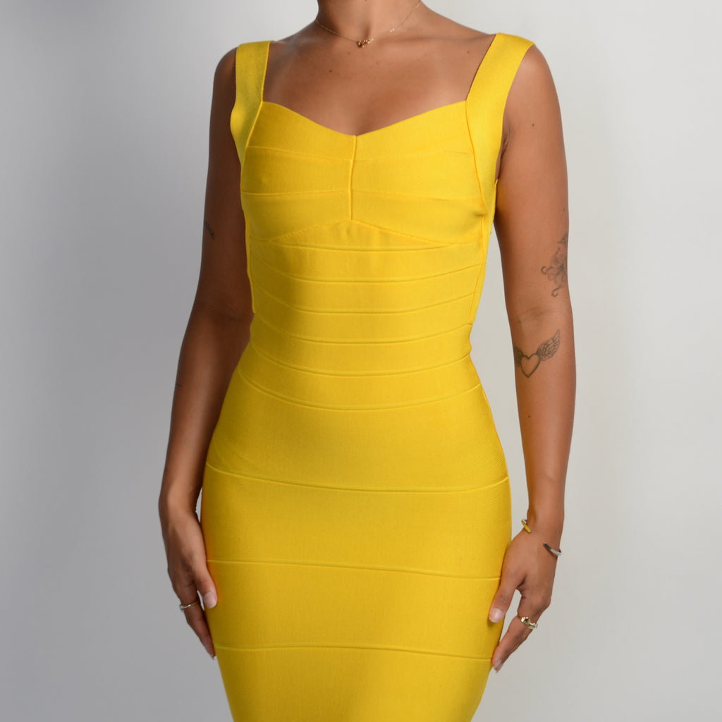 YELLOW BANDAGE DRESS