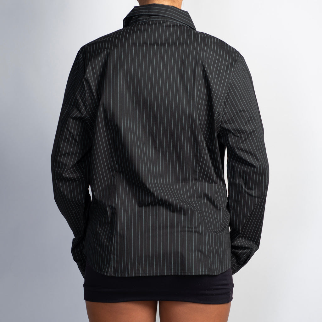 BLACK PINSTRIPE BLOUSE