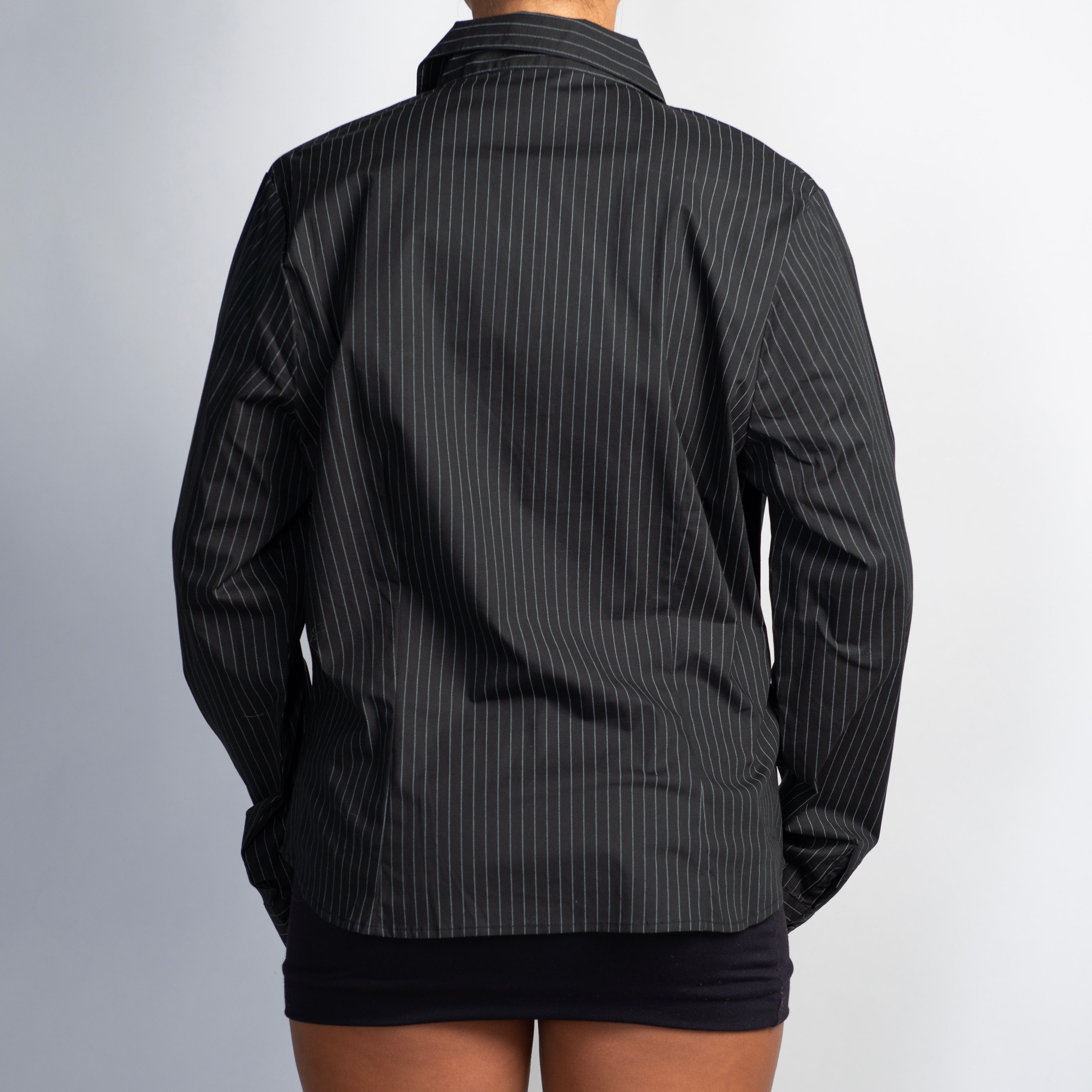 BLACK PINSTRIPE BLOUSE
