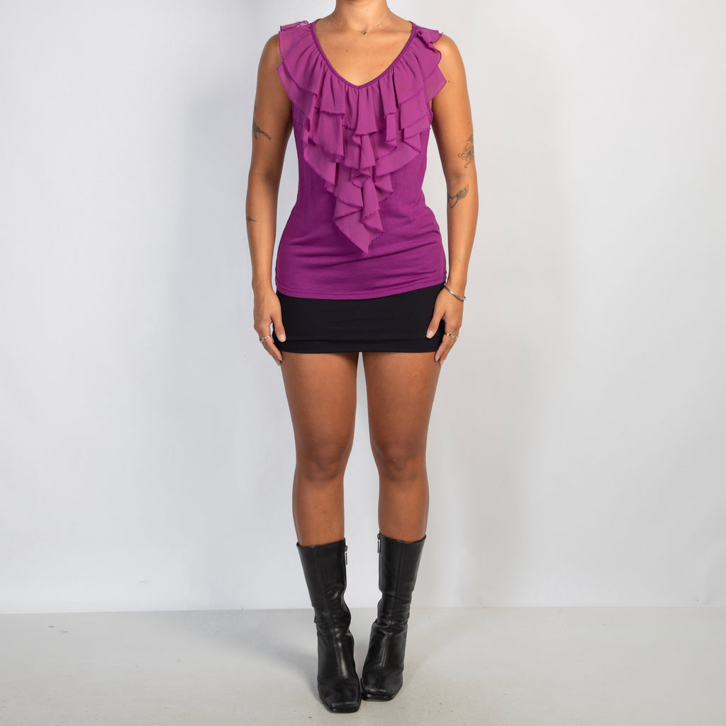 FUSHCIA RUFFLE TANK TOP
