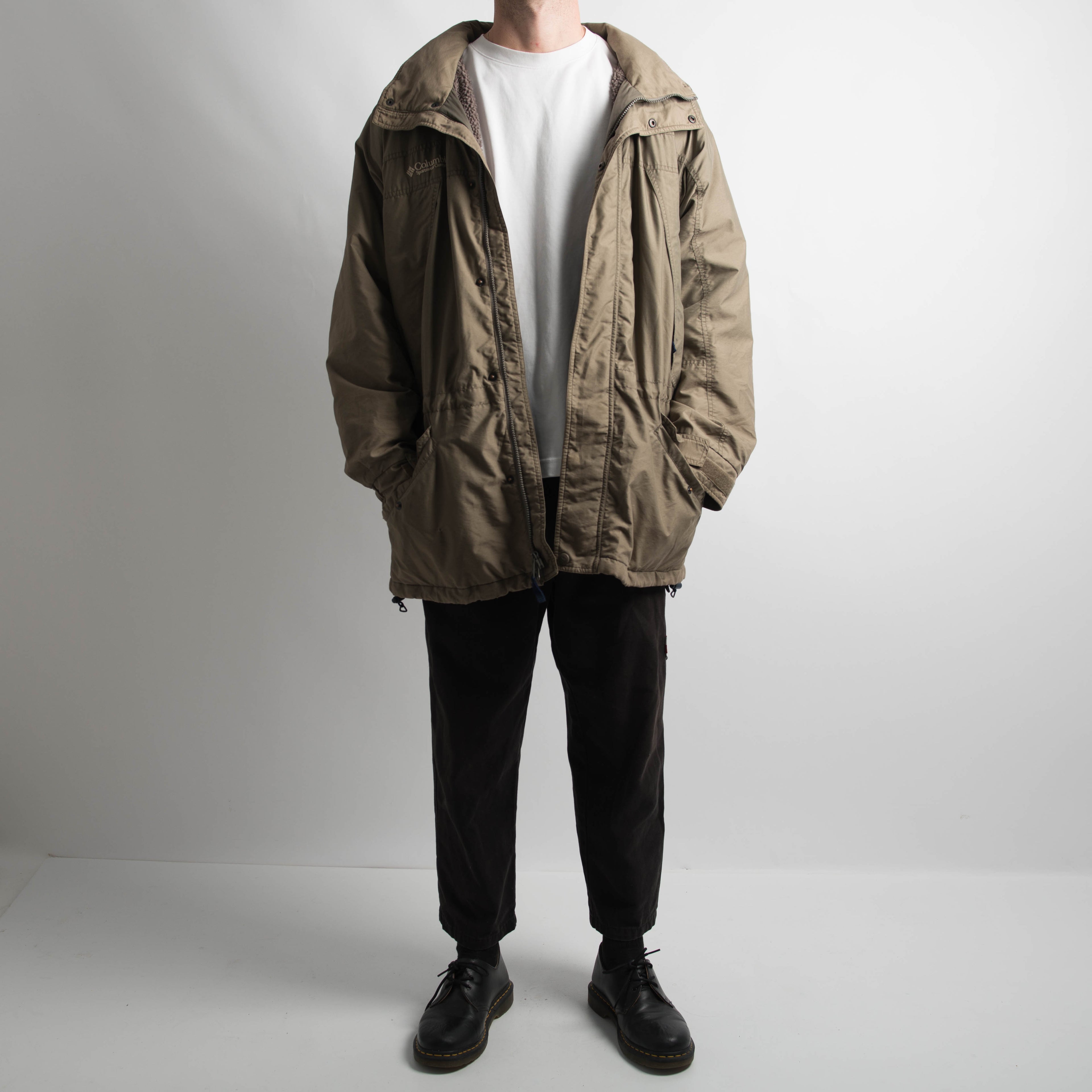 KHAKI LONGLINE WINDBREAKER JACKET