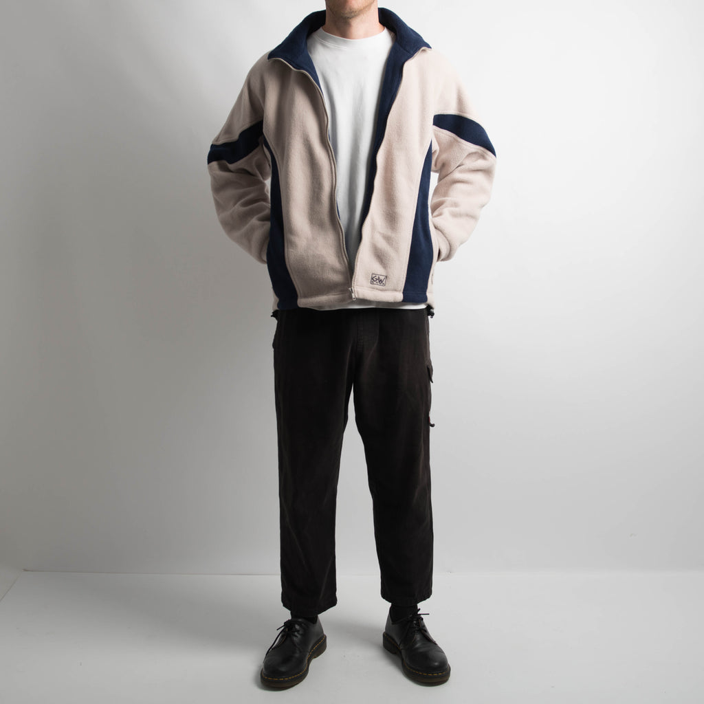 BEIGE PANEL FLEECE JACKET