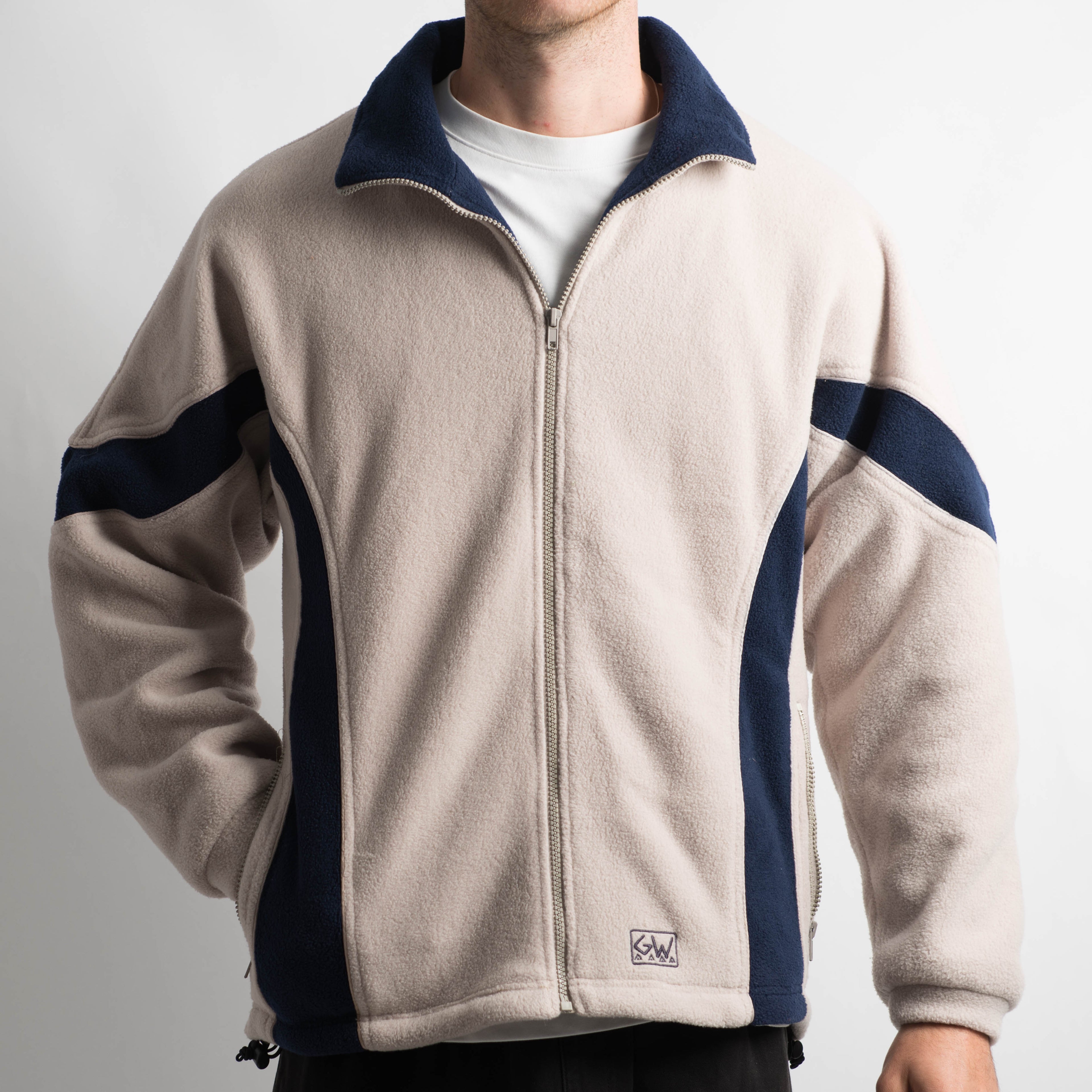 BEIGE PANEL FLEECE JACKET