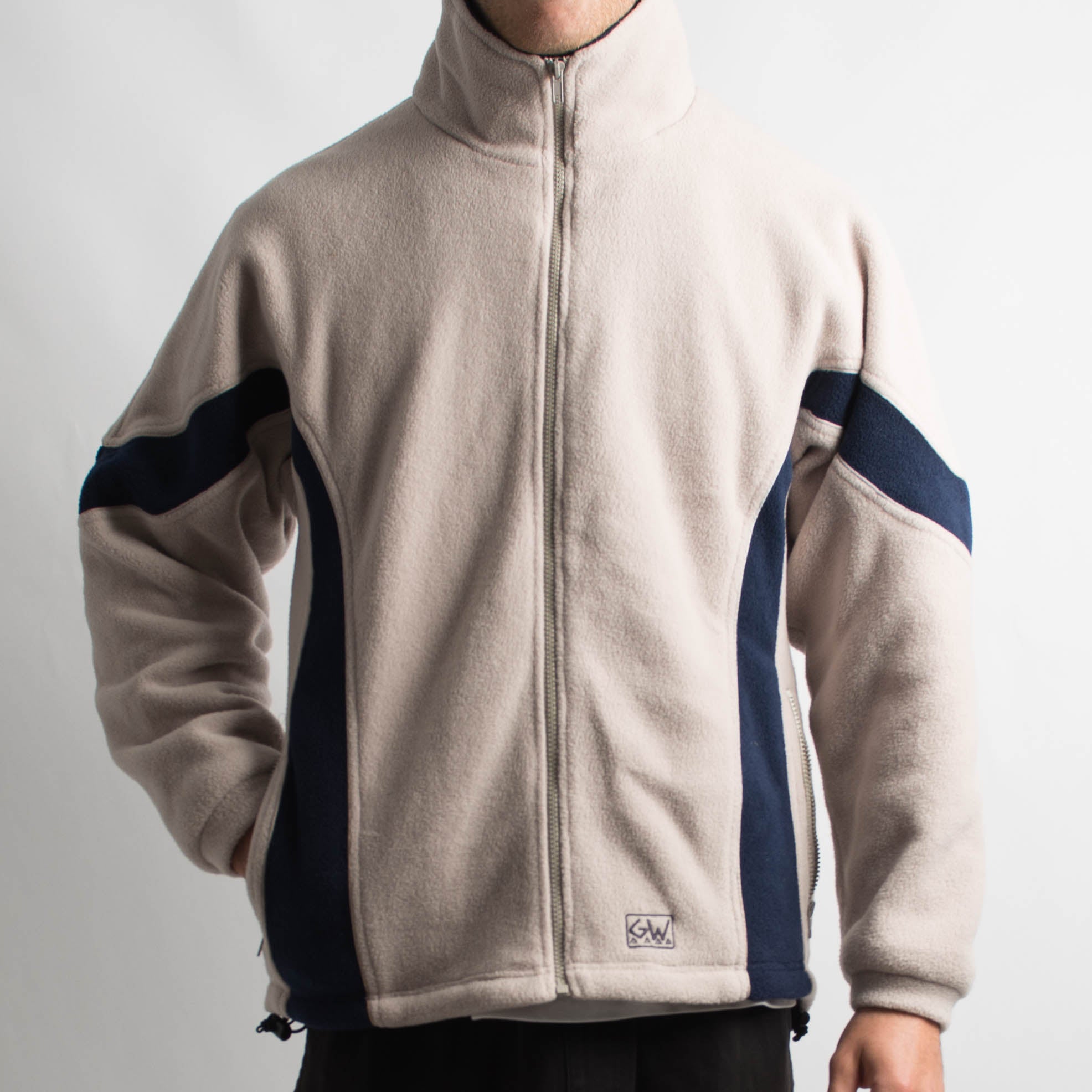 BEIGE PANEL FLEECE JACKET