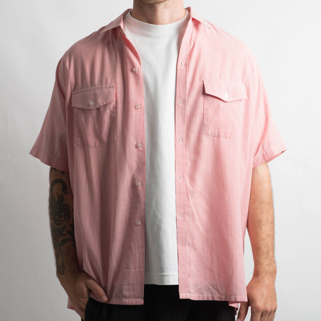 RED STRIPE BUTTON UP SHIRT