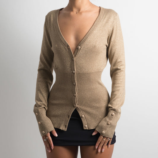 CARDIGAN EN LUREX DORÉ