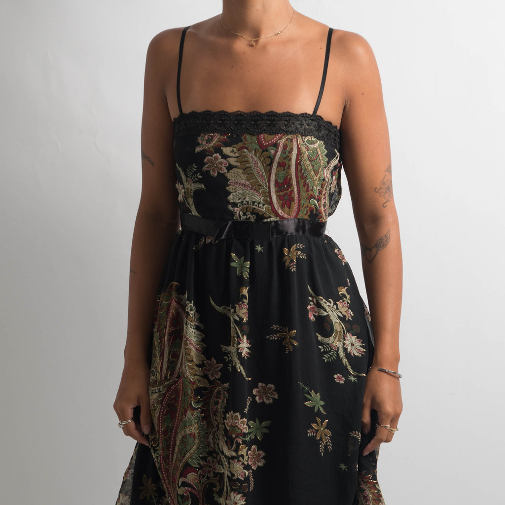 BLACK FLORAL MIDI DRESS