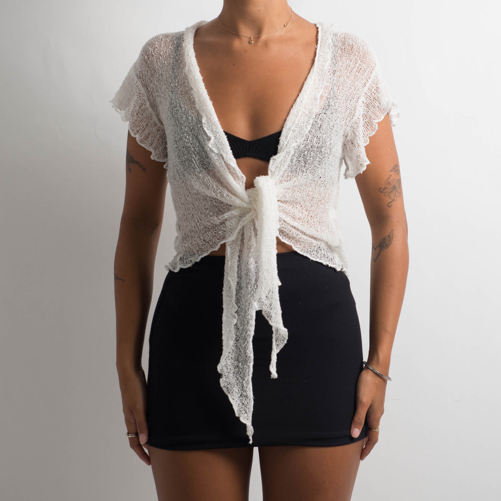 WHITE CROCHET WRAP TOP