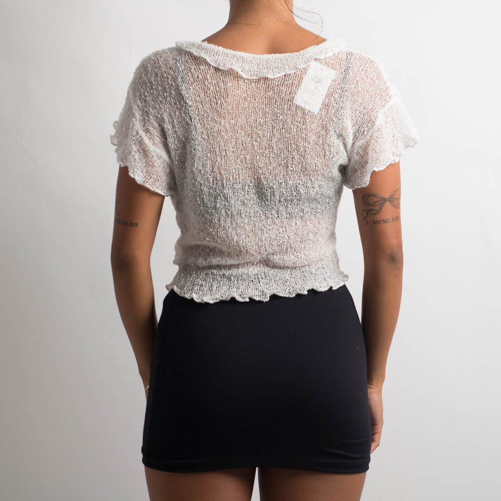 WHITE CROCHET WRAP TOP