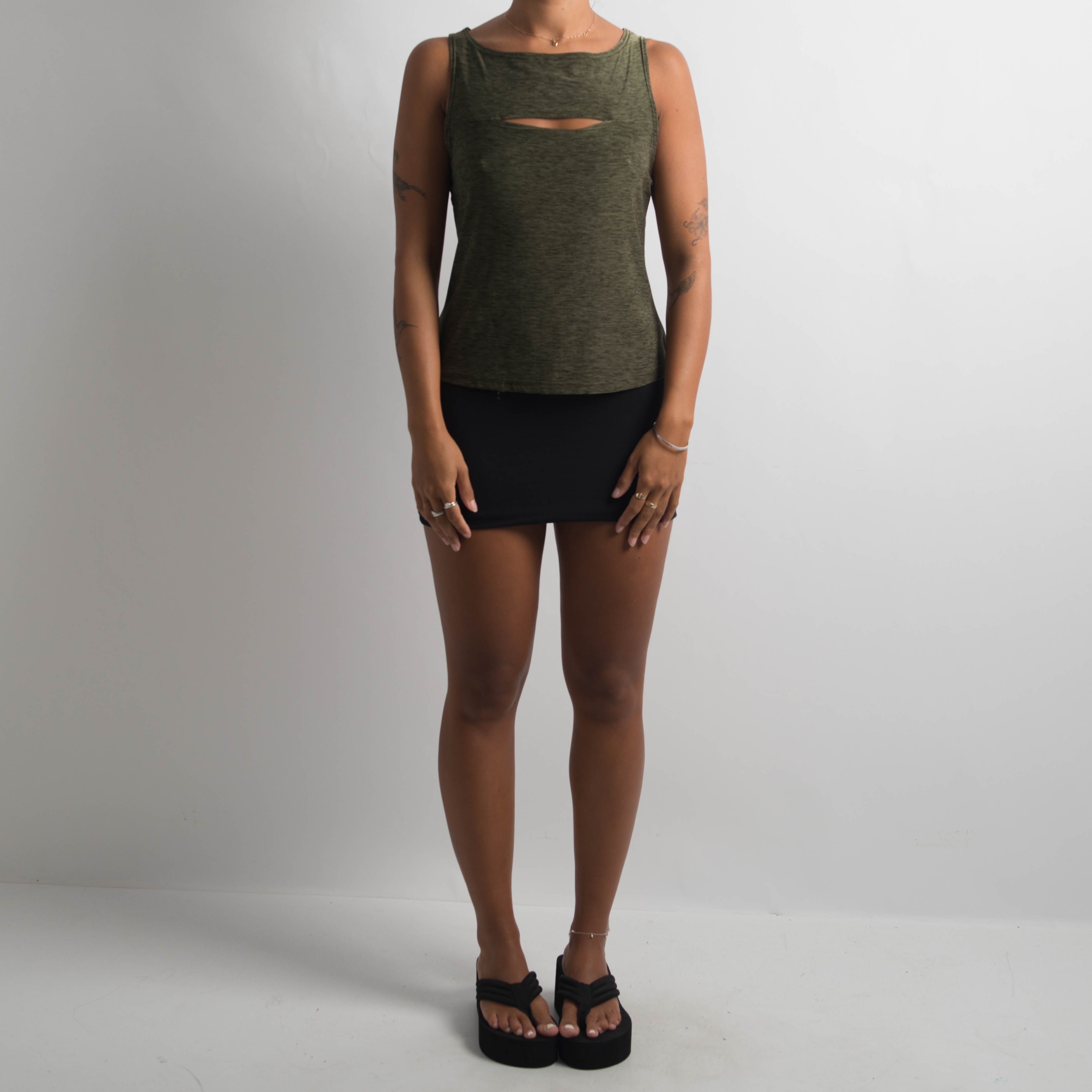 MOSS GREEN CUT OUT TOP