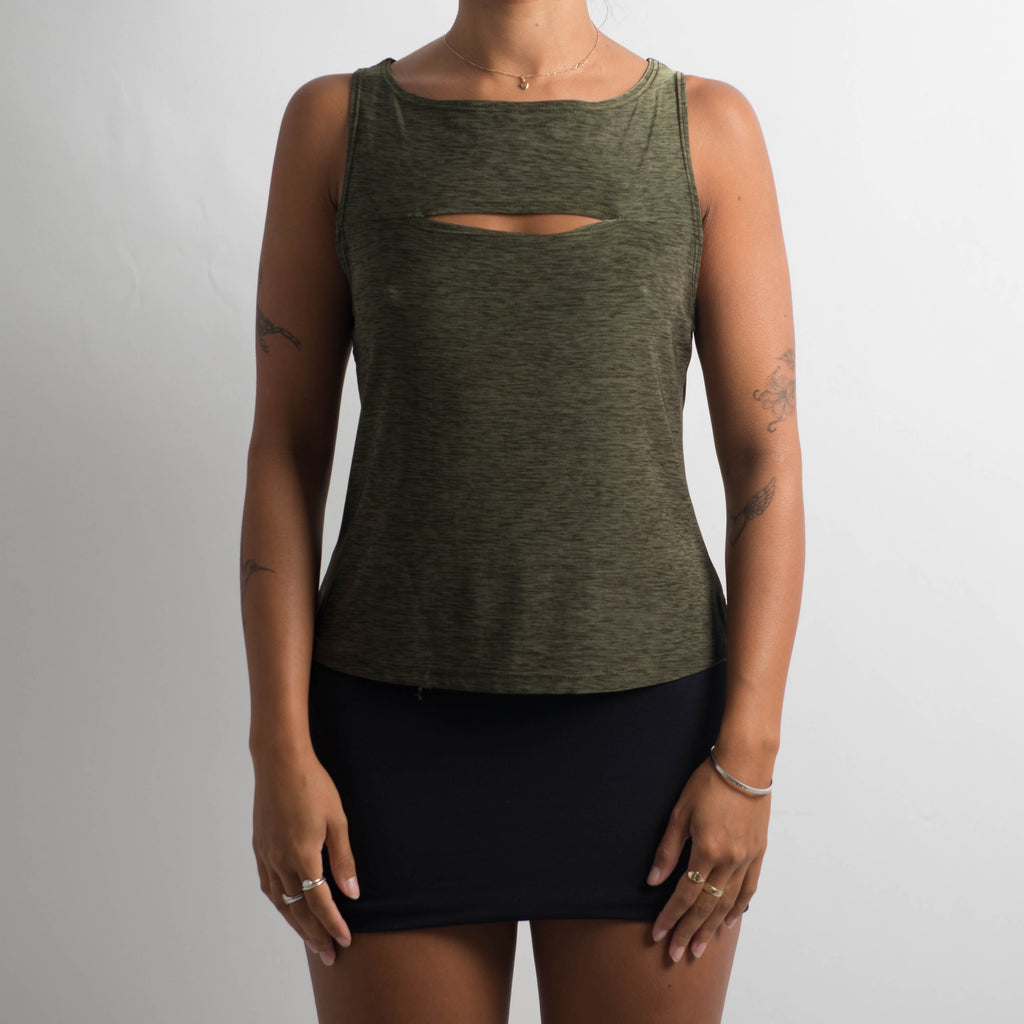 MOSS GREEN CUT OUT TOP