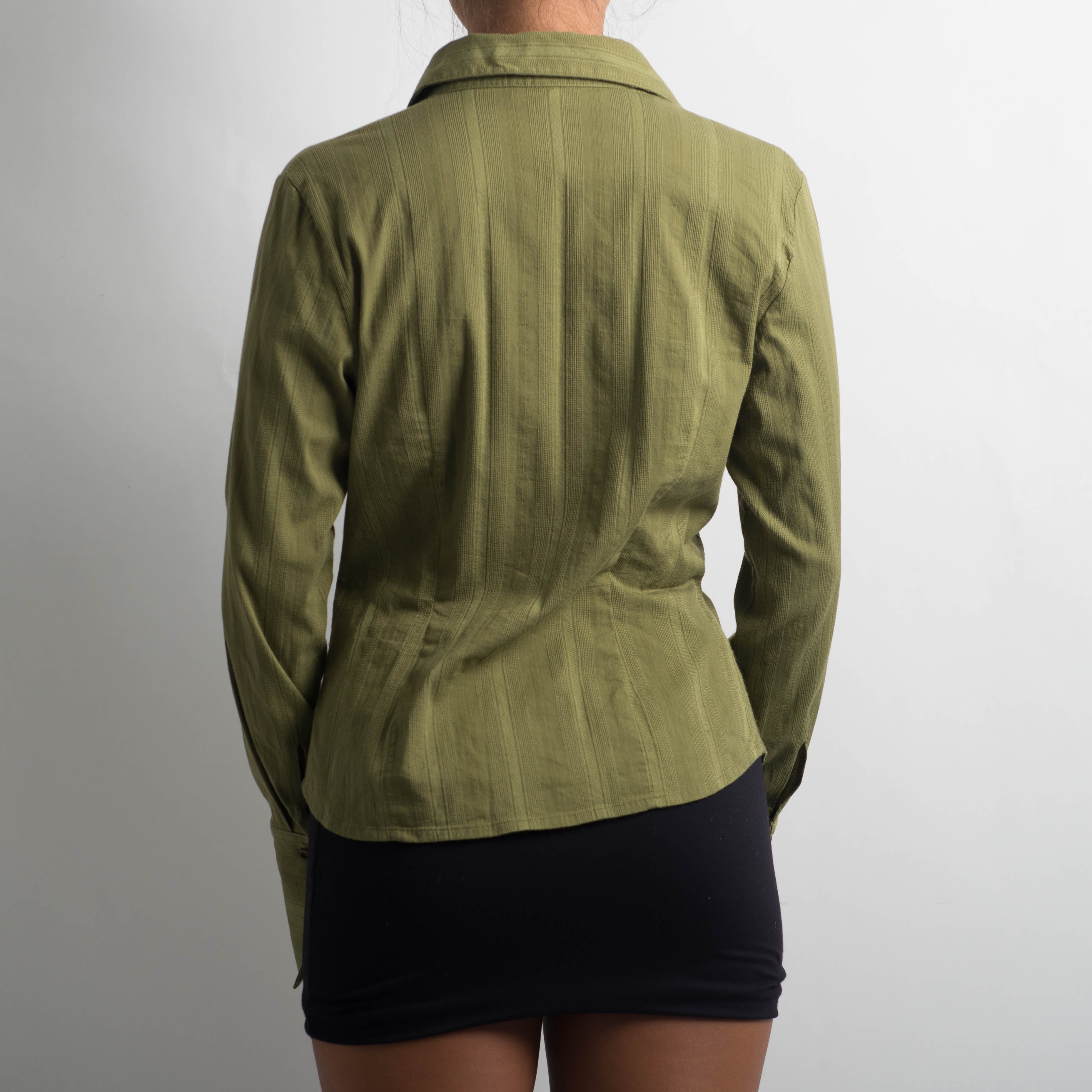 GREEN PINSTRIPE BLOUSE