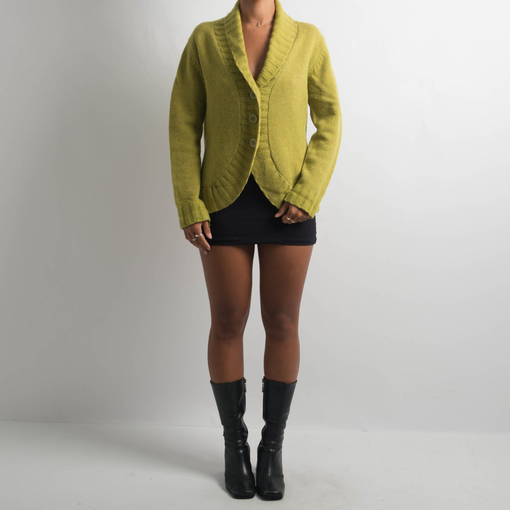 LIME GREEN KNIT CARDIGAN