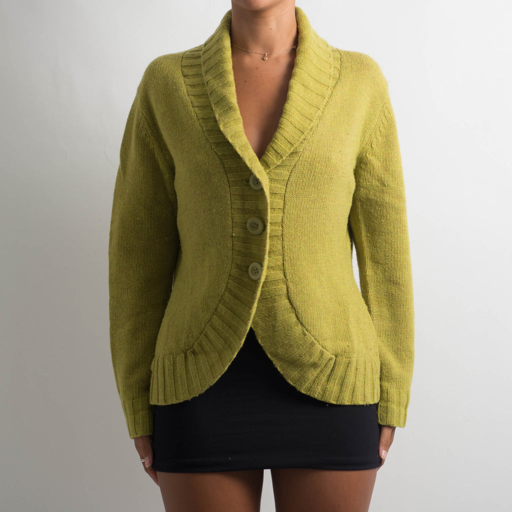 LIME GREEN KNIT CARDIGAN