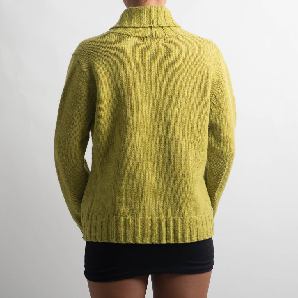 LIME GREEN KNIT CARDIGAN