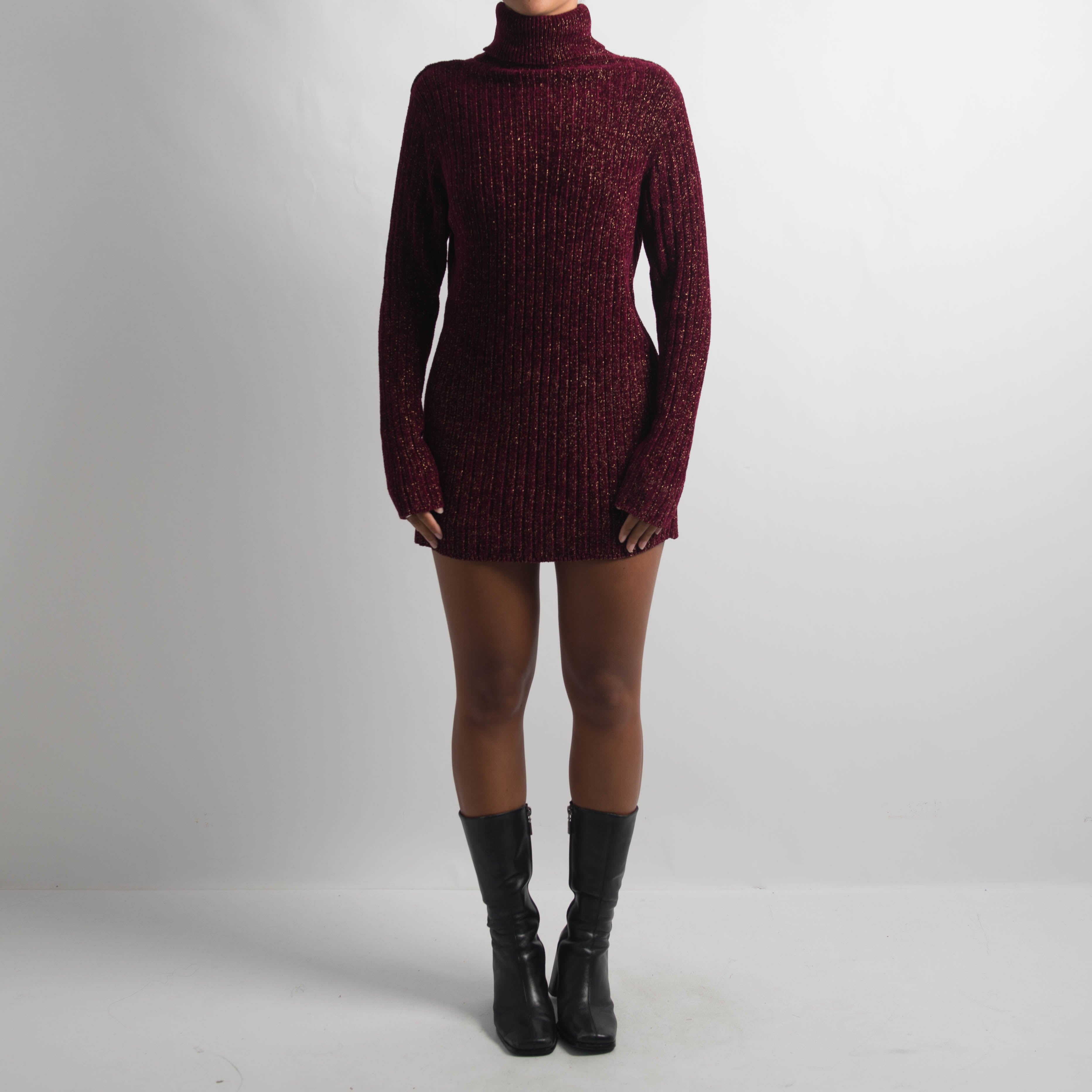MAROON RIB KNIT SWEATER