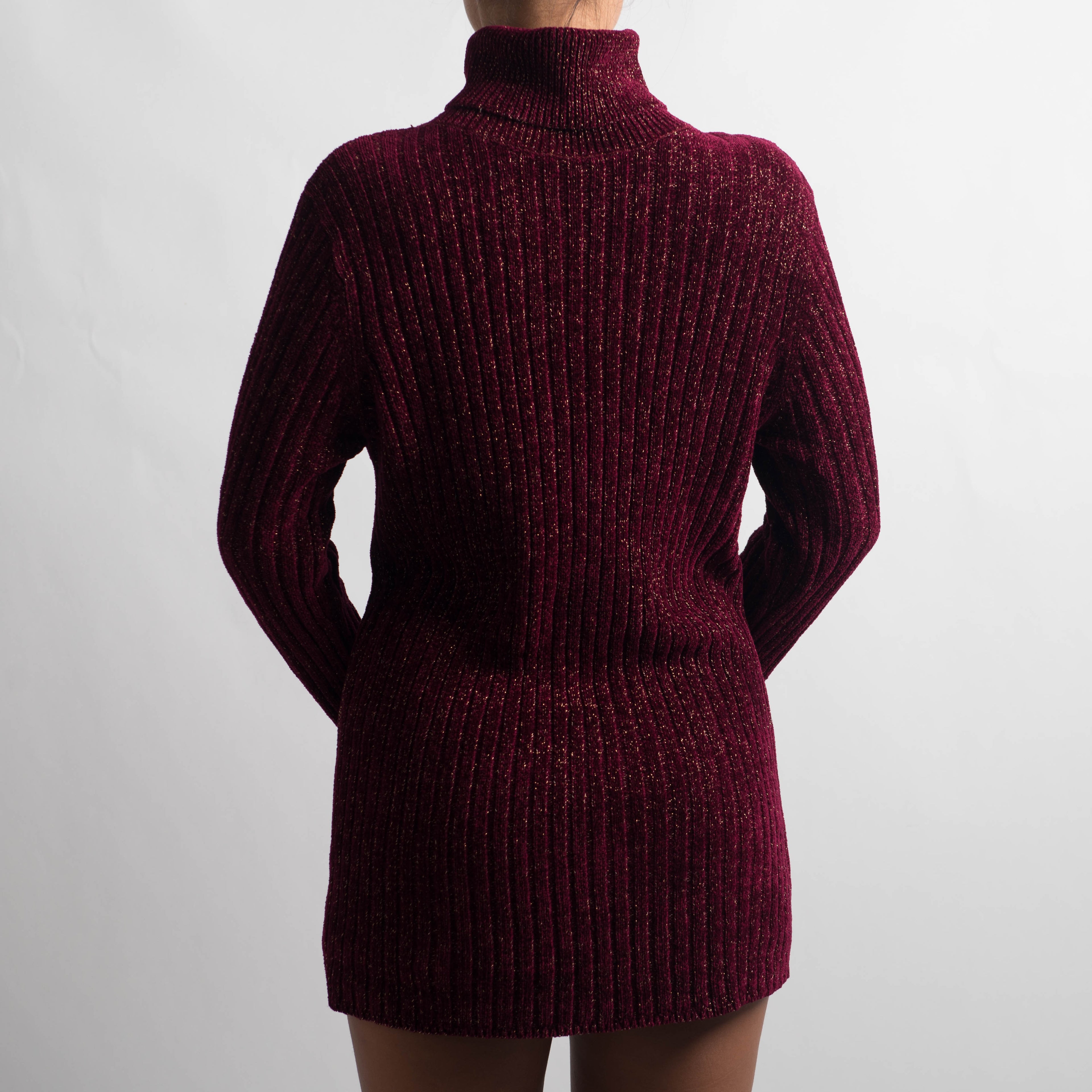 MAROON RIB KNIT SWEATER