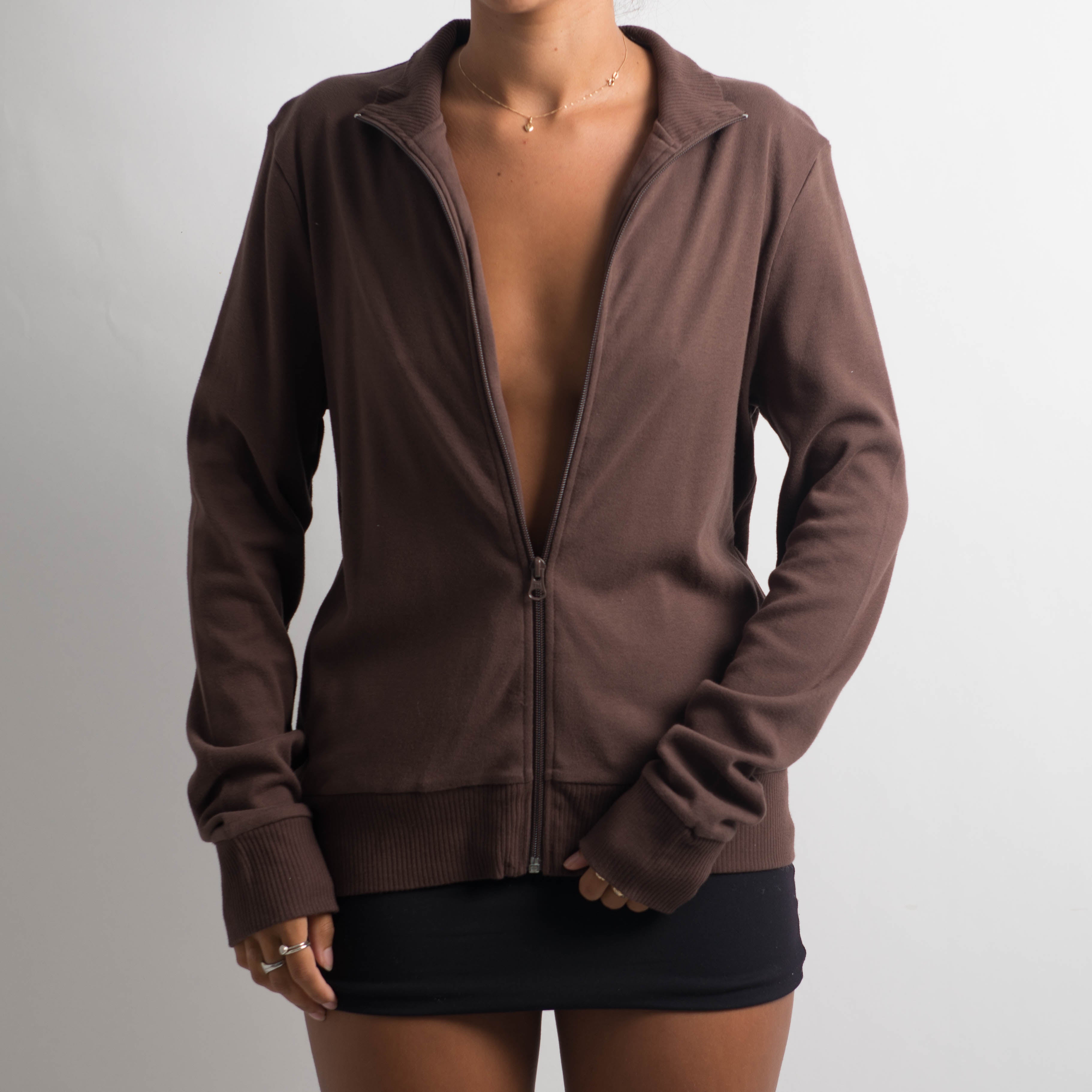 BROWN ZIP FRONT JACKET