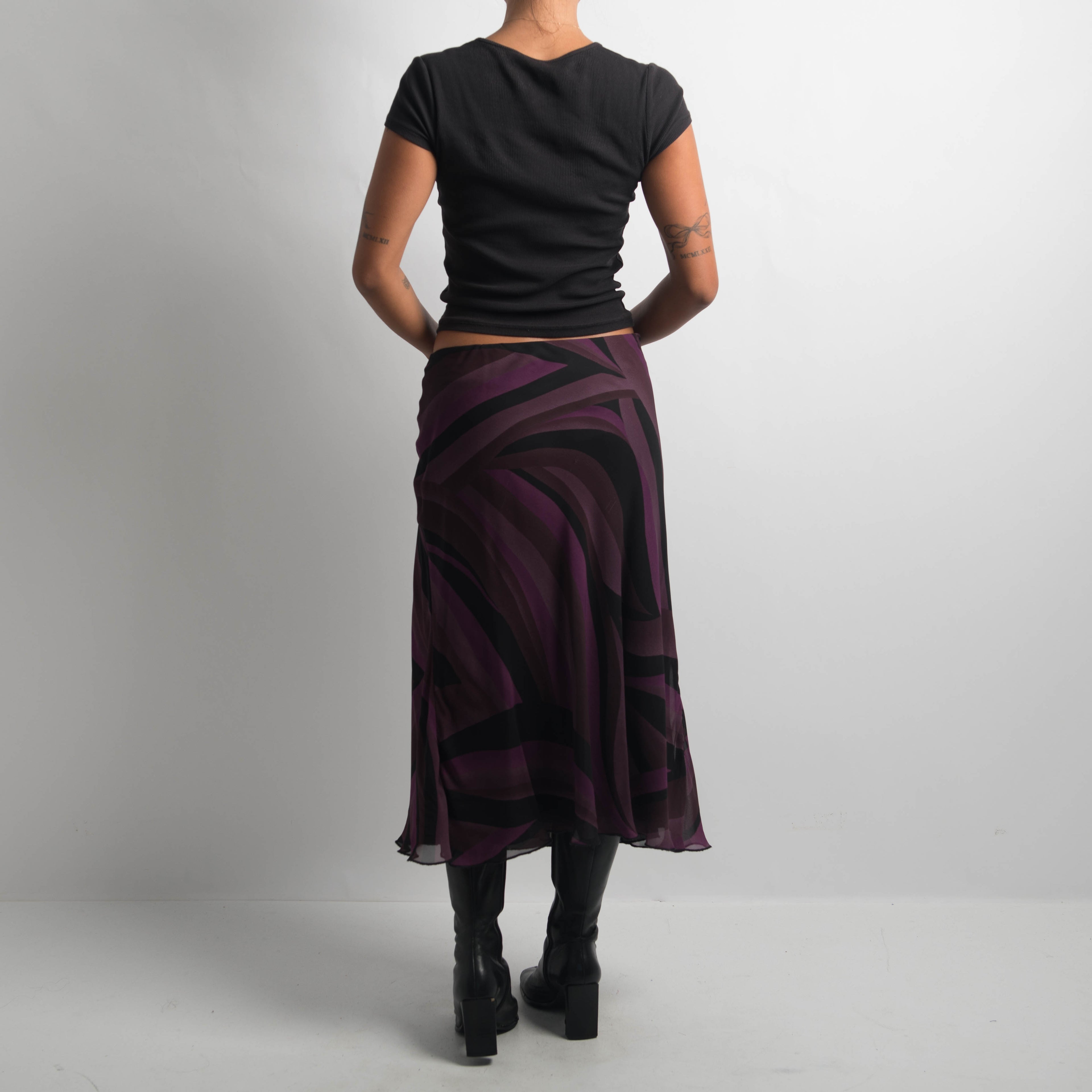 PURPLE PATTERN MIDI SKIRT
