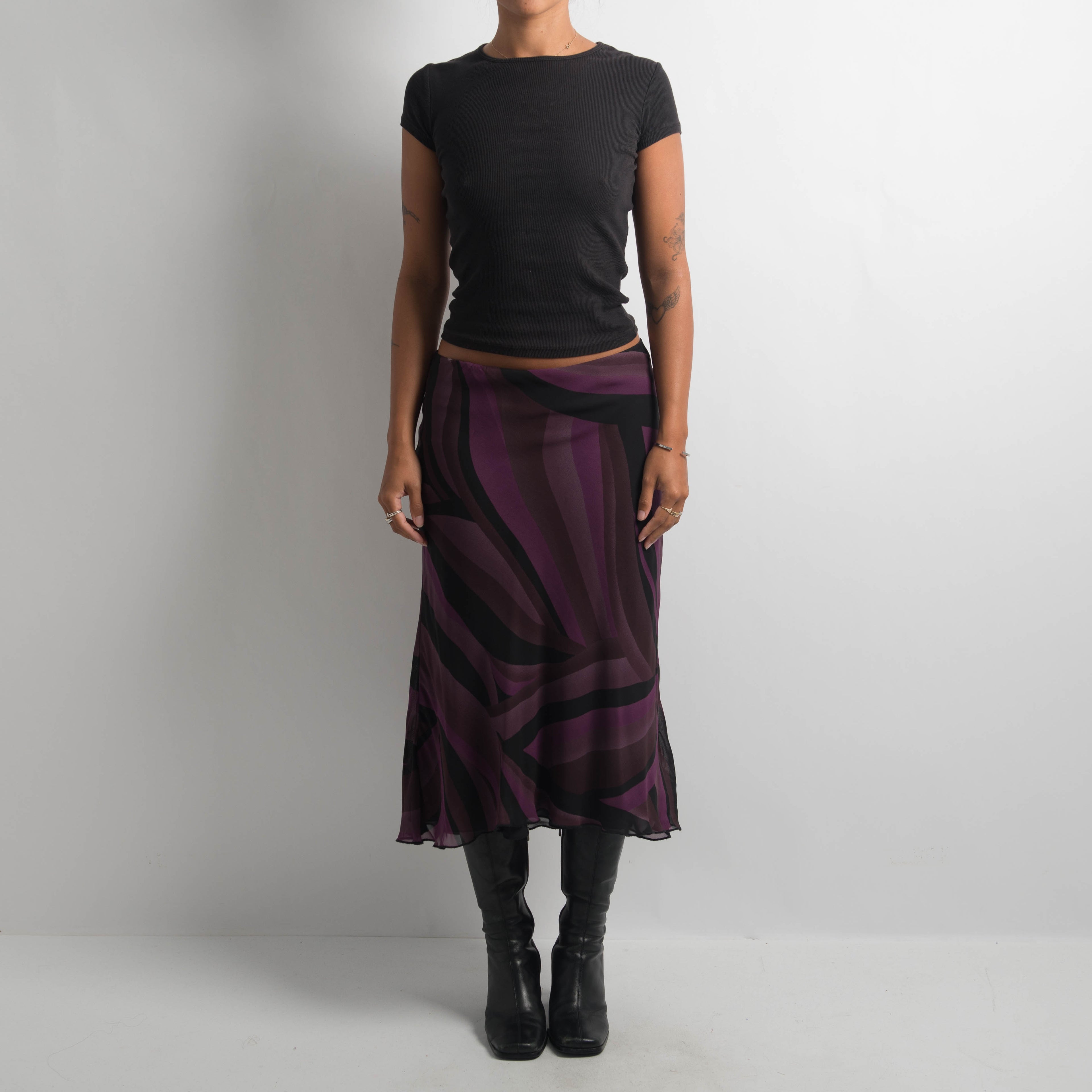 PURPLE PATTERN MIDI SKIRT