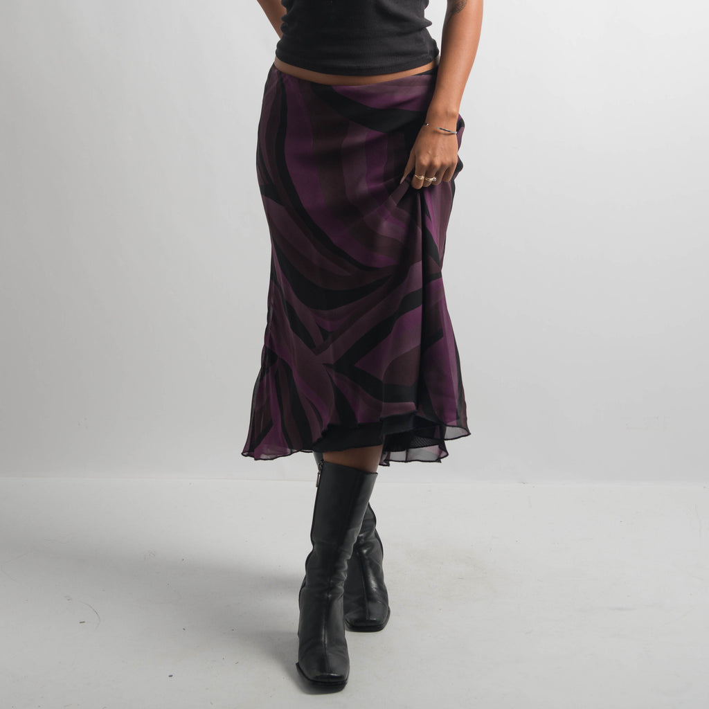 PURPLE PATTERN MIDI SKIRT
