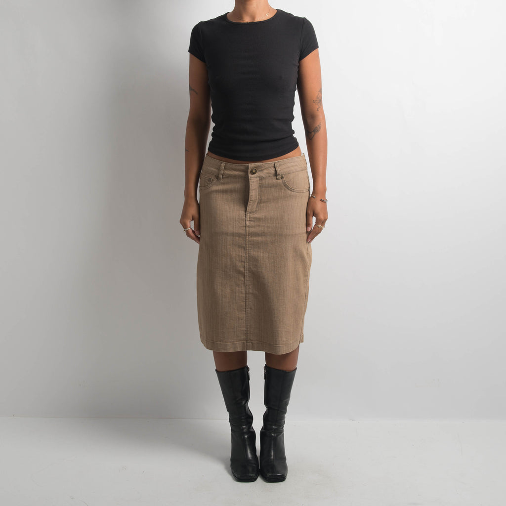 BROWN MIDI SKIRT