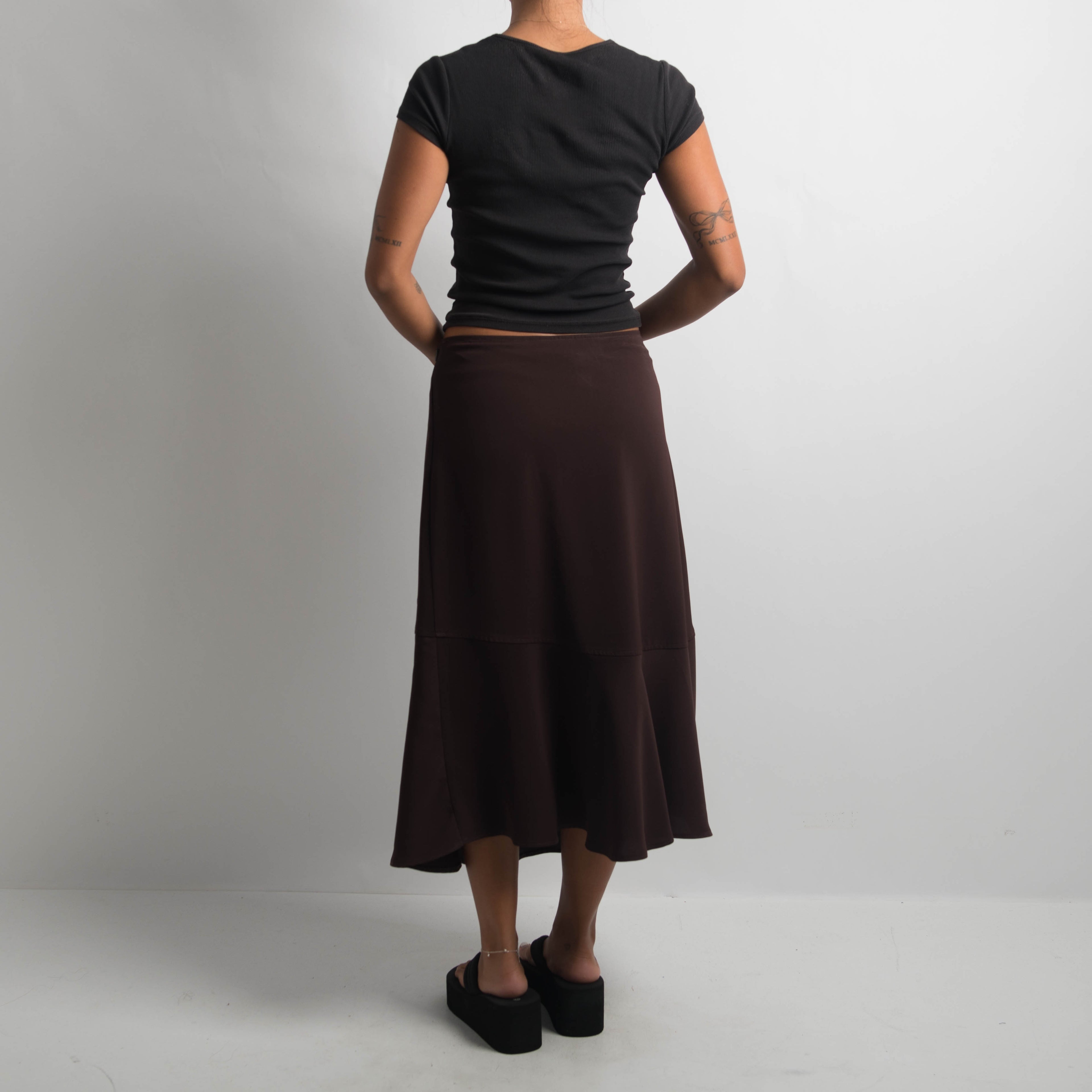 BROWN LONGLINE SKIRT