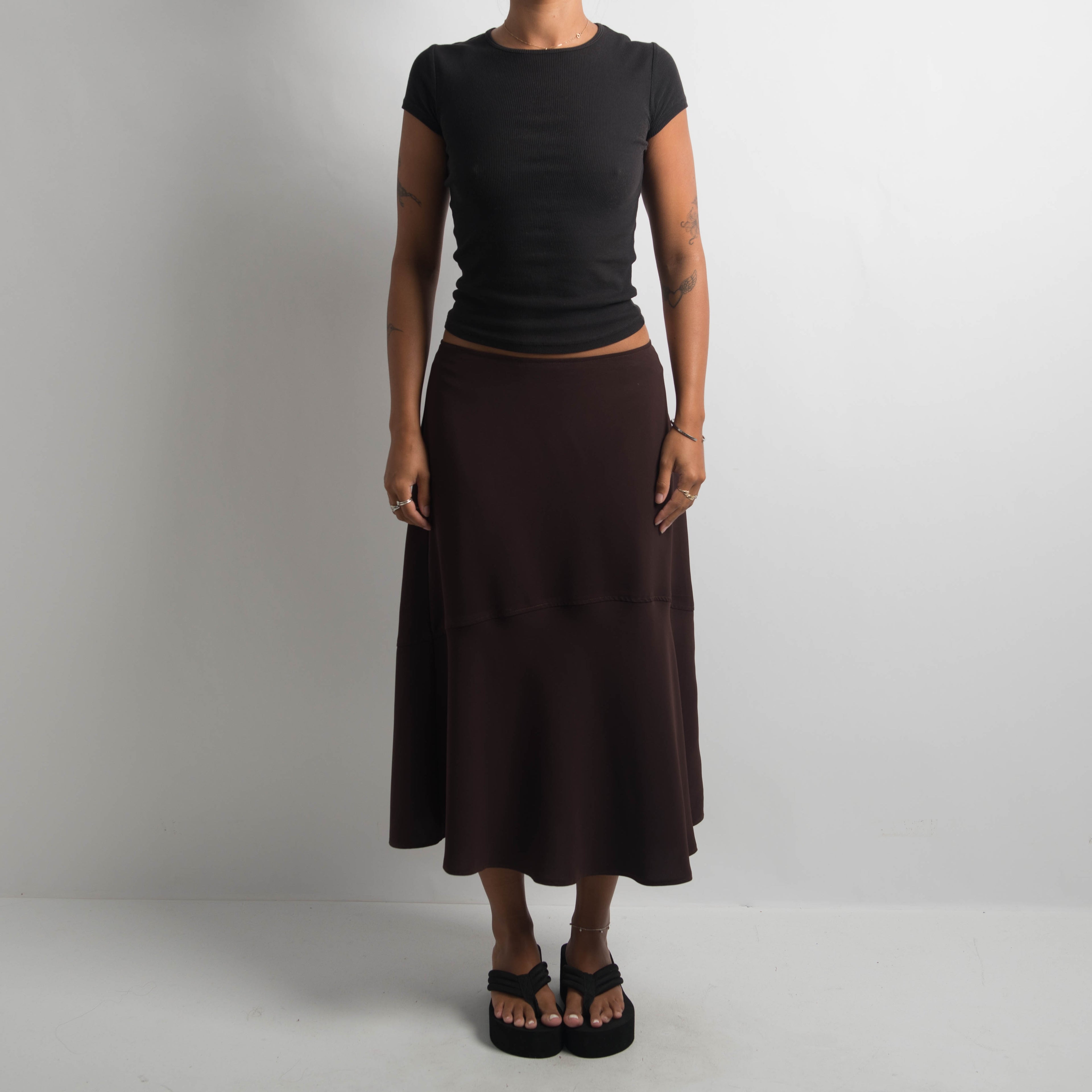BROWN LONGLINE SKIRT