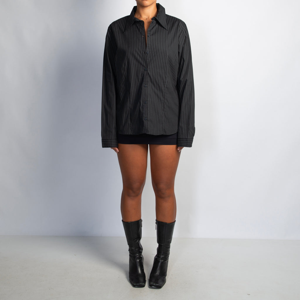 BLACK PINSTRIPE BLOUSE