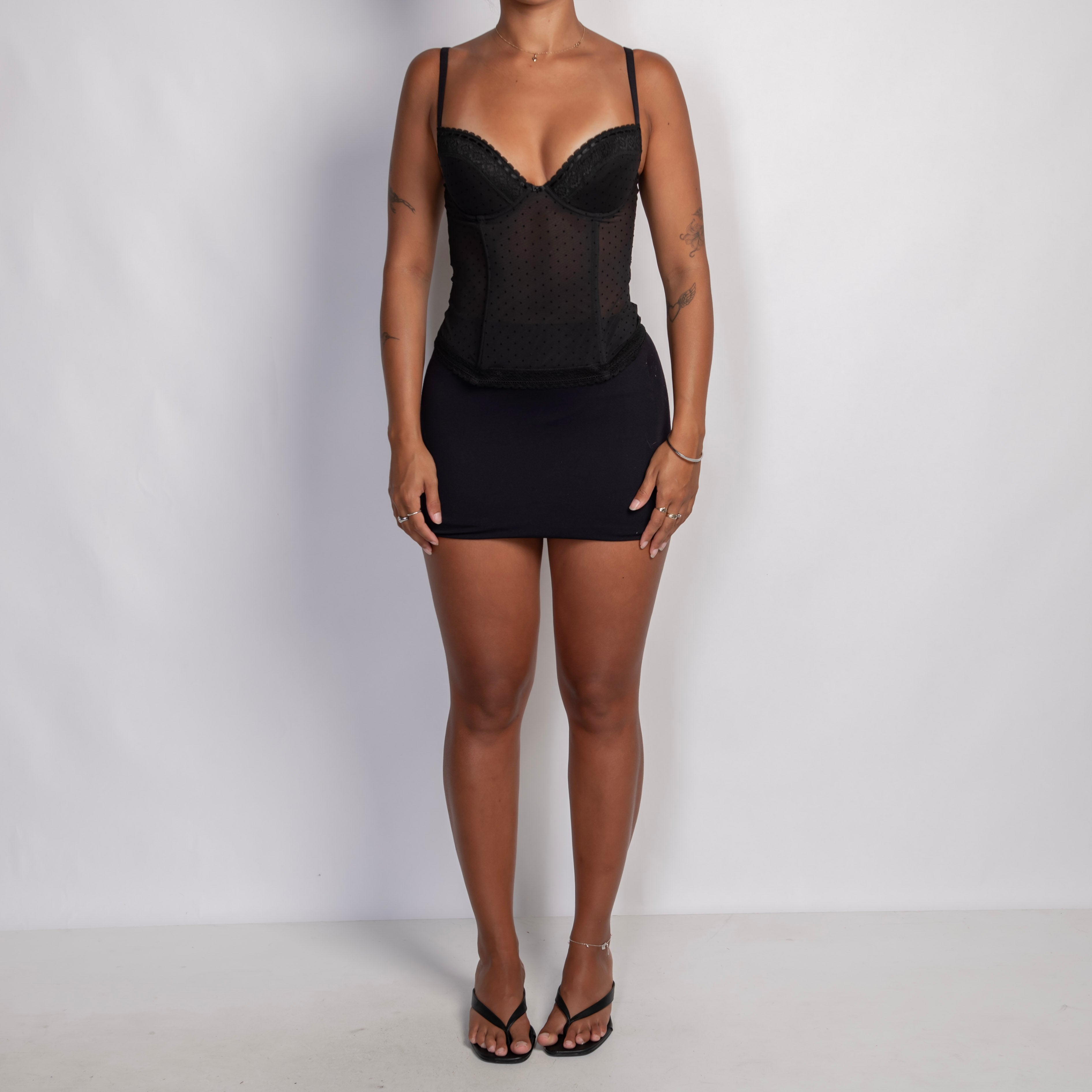 BLACK POLKA DOT BUSTIER