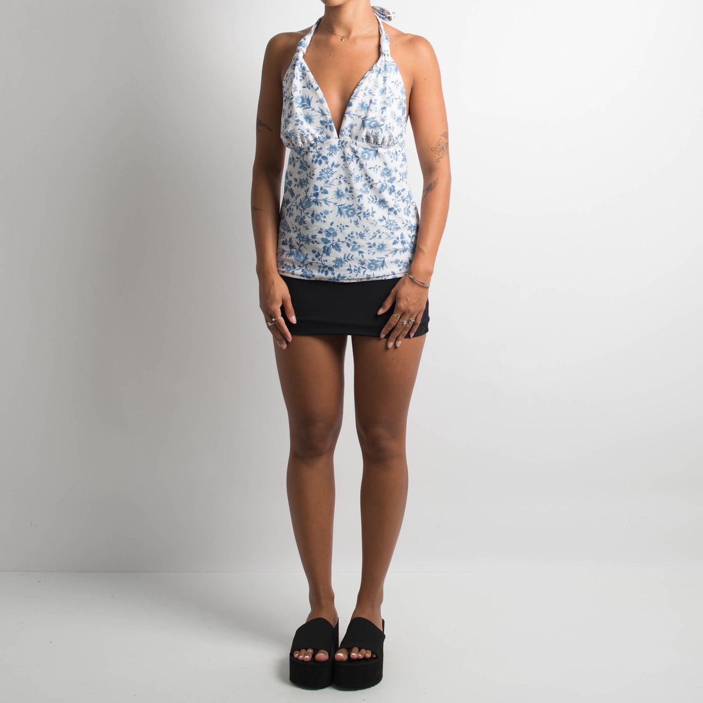 BLUE FLORAL TANKINI TOP