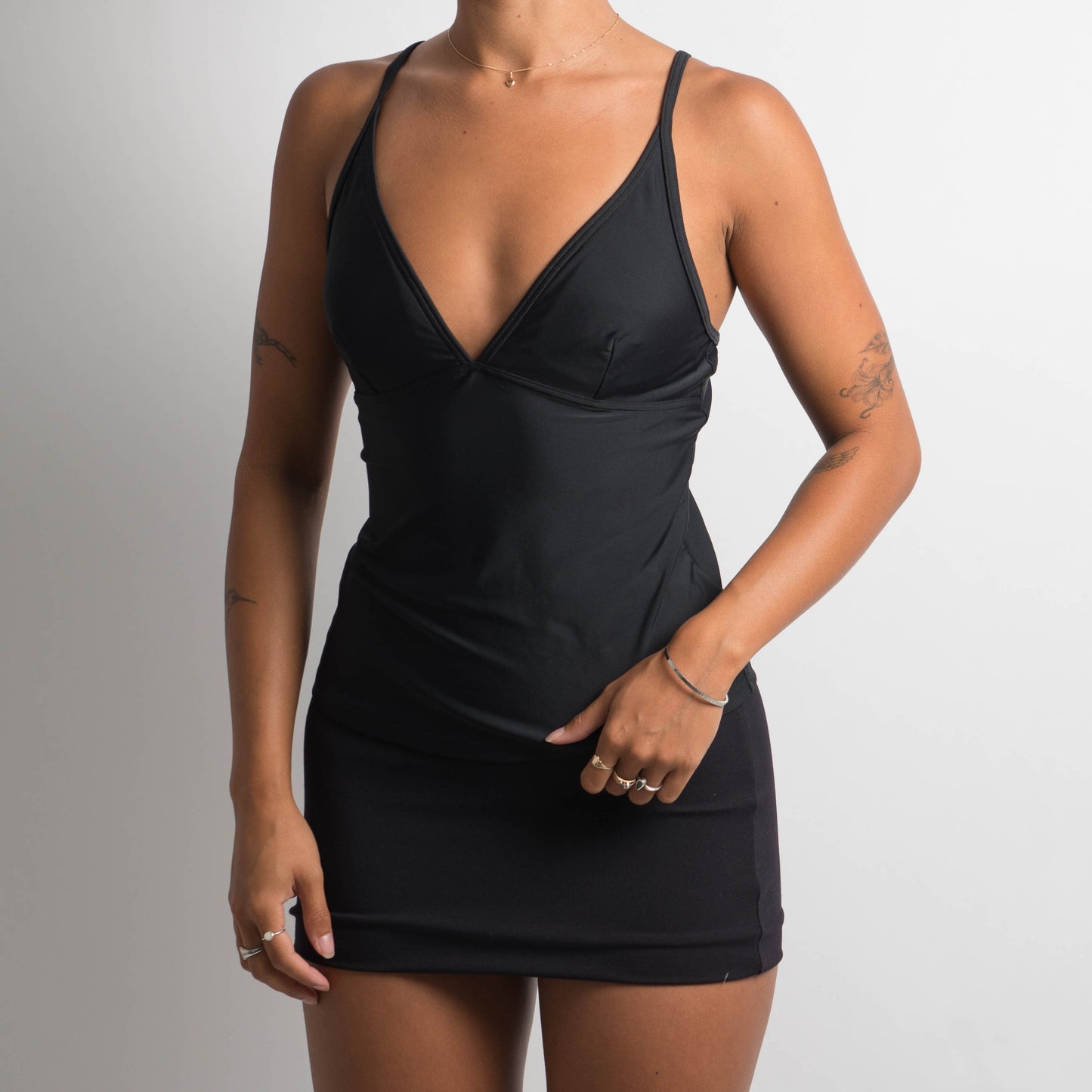 PLAIN BLACK TANKINI TOP