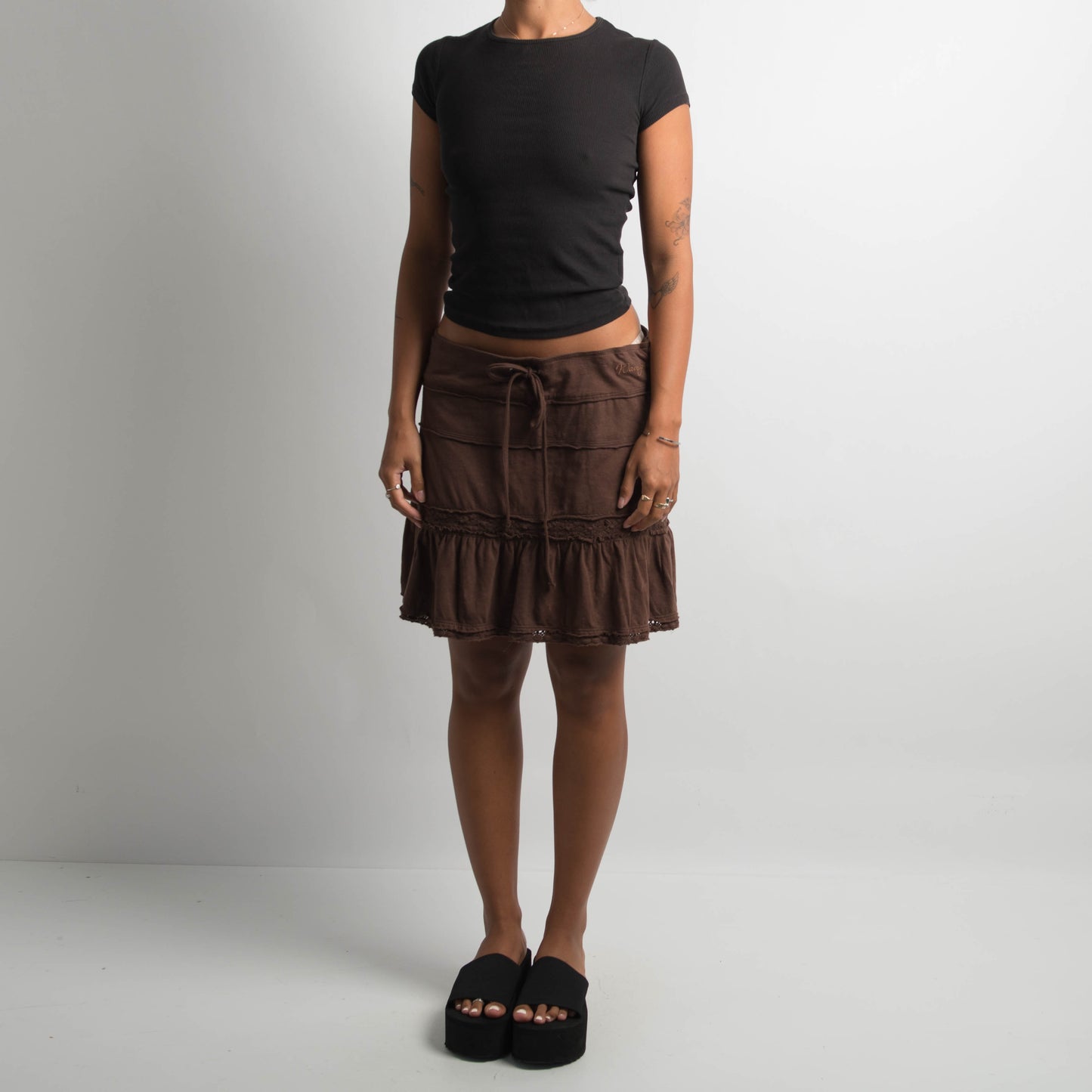 BROWN TIERED SKIRT