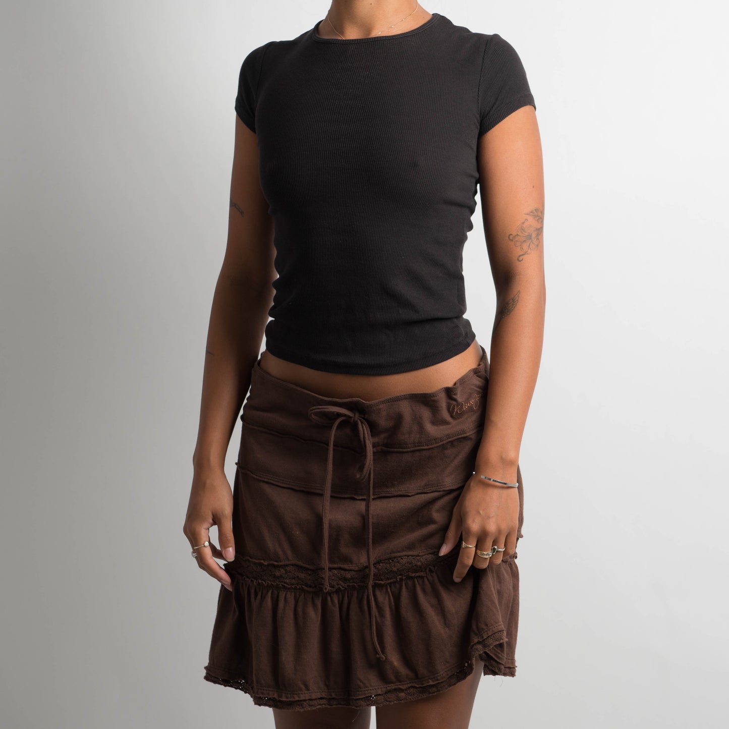 BROWN TIERED SKIRT