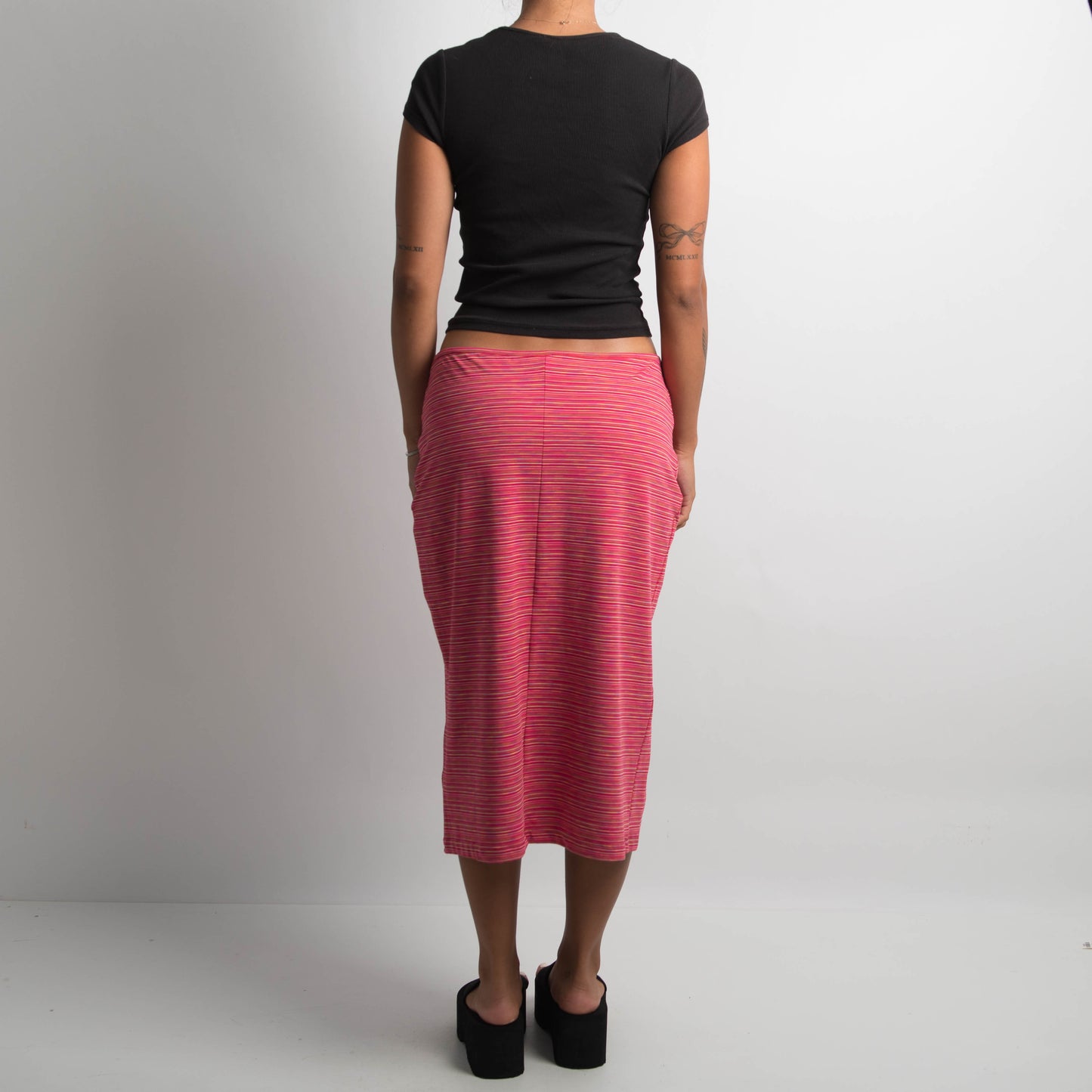 PINK STRIPED MIDI SKIRT