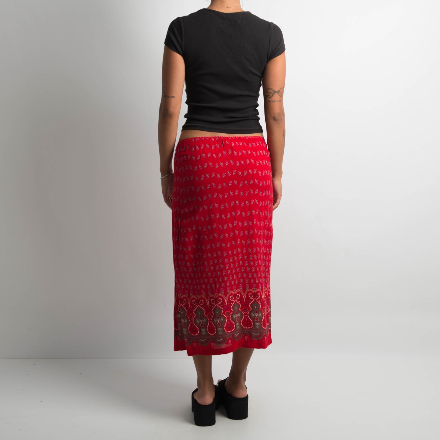 FLORAL PAISLEY LONGLINE SKIRT