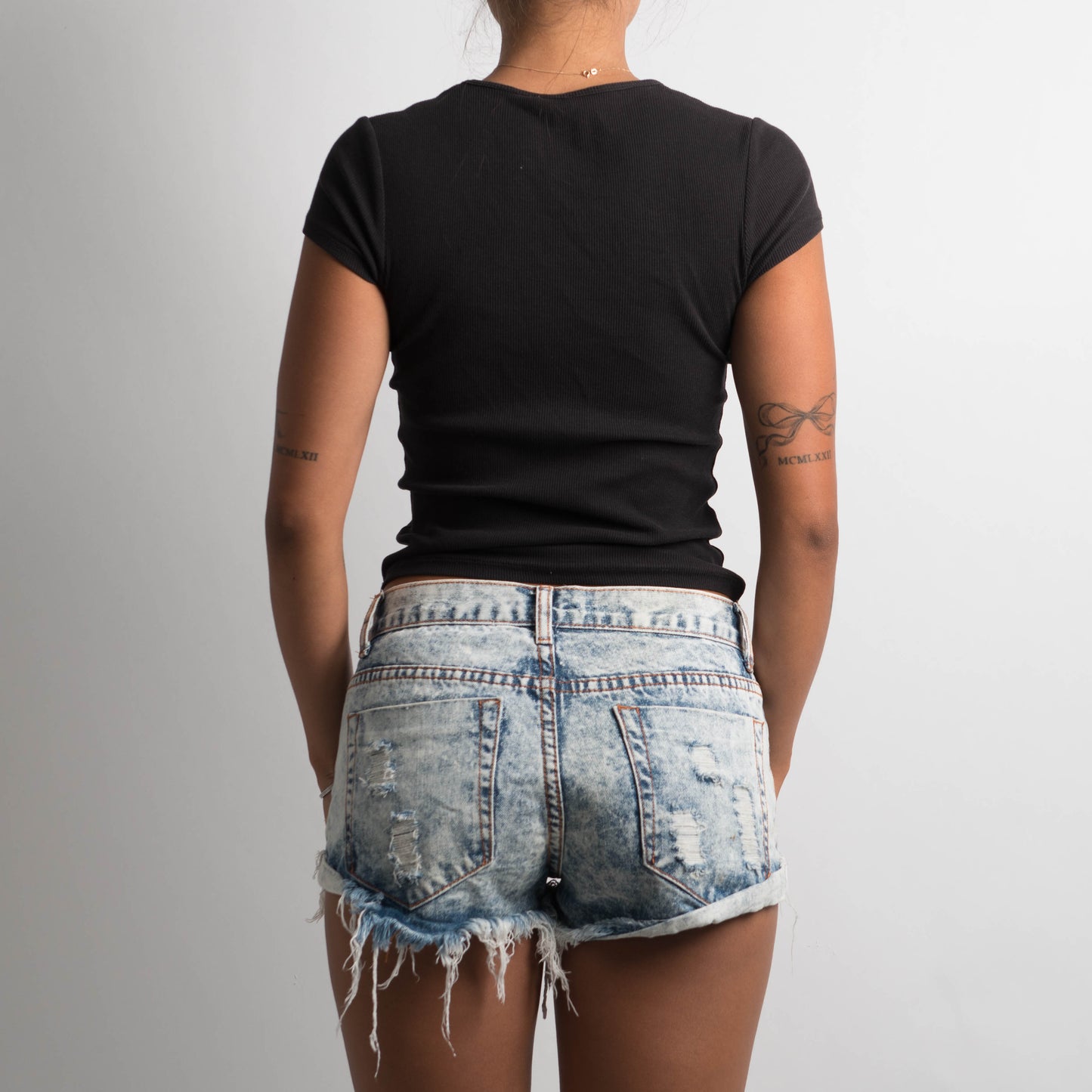 ACID WASH DENIM SHORTS