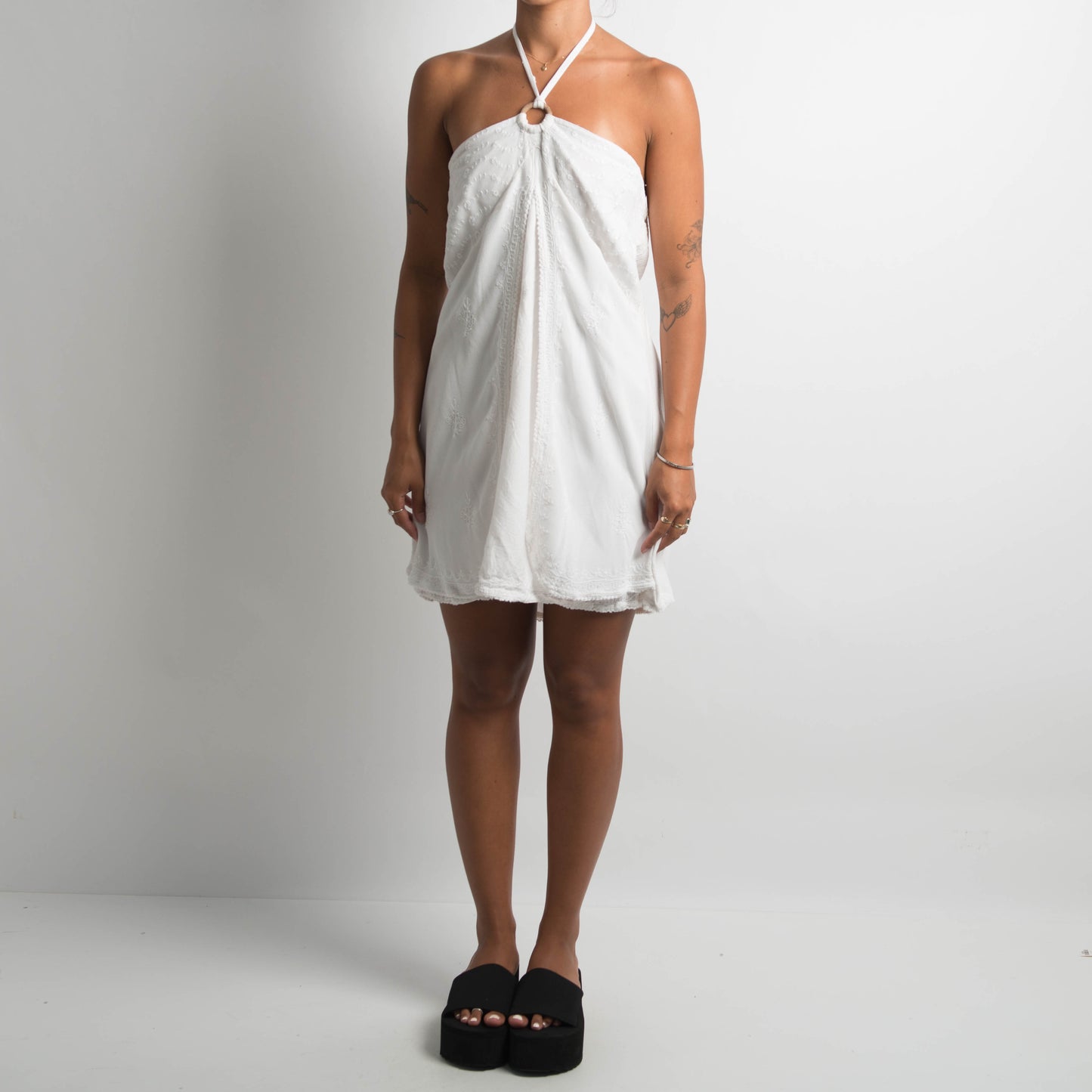 WHITE HALTERNECK DRESS