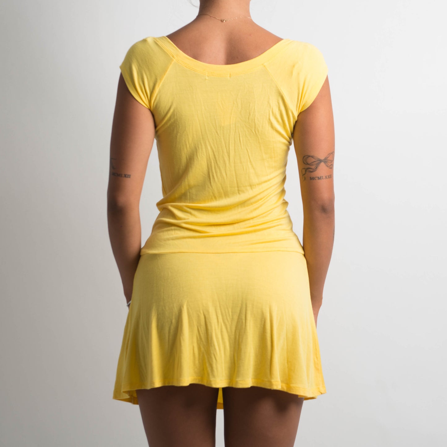 YELLOW SLINKY MINI DRESS