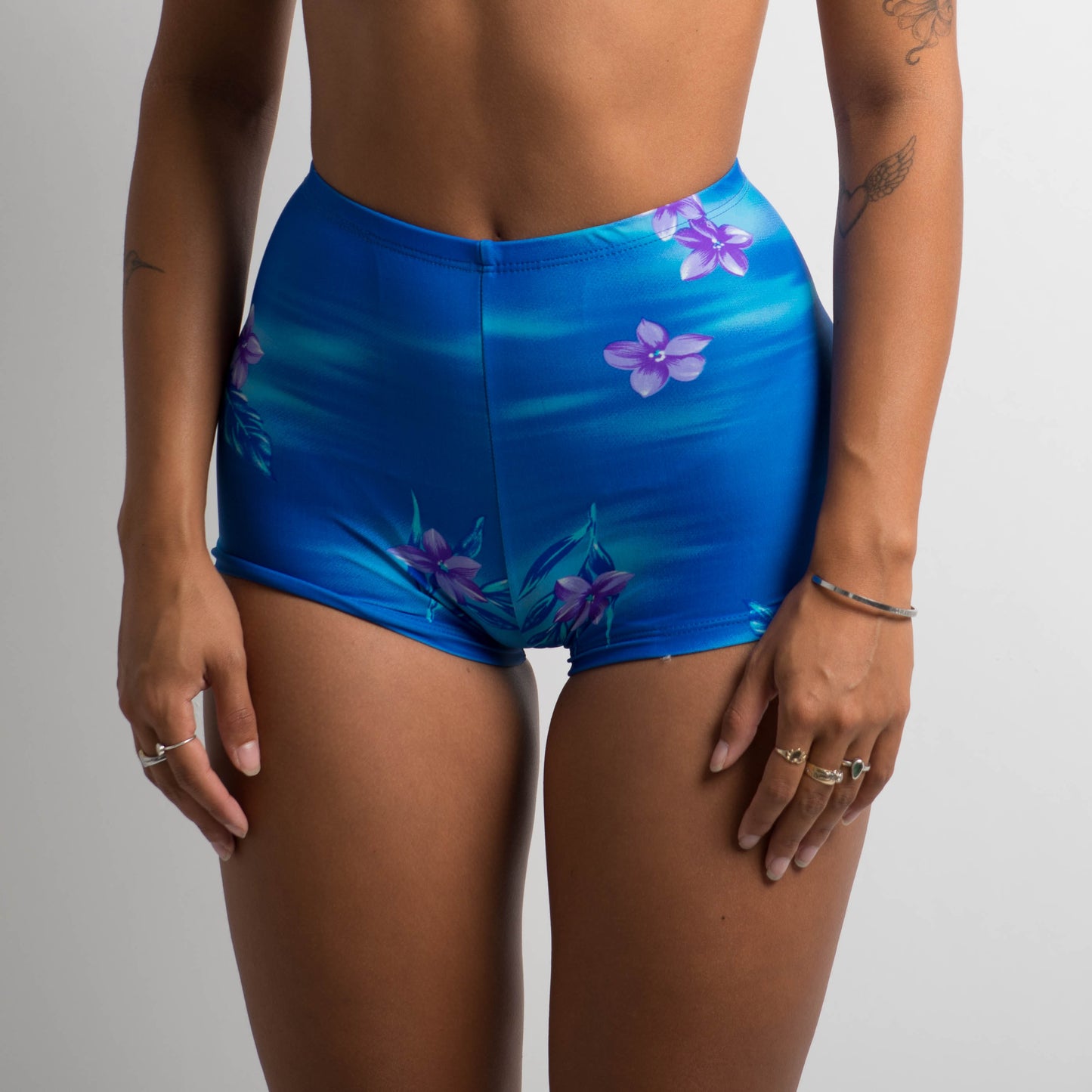 BLUE FLORAL SWIM SHORTS