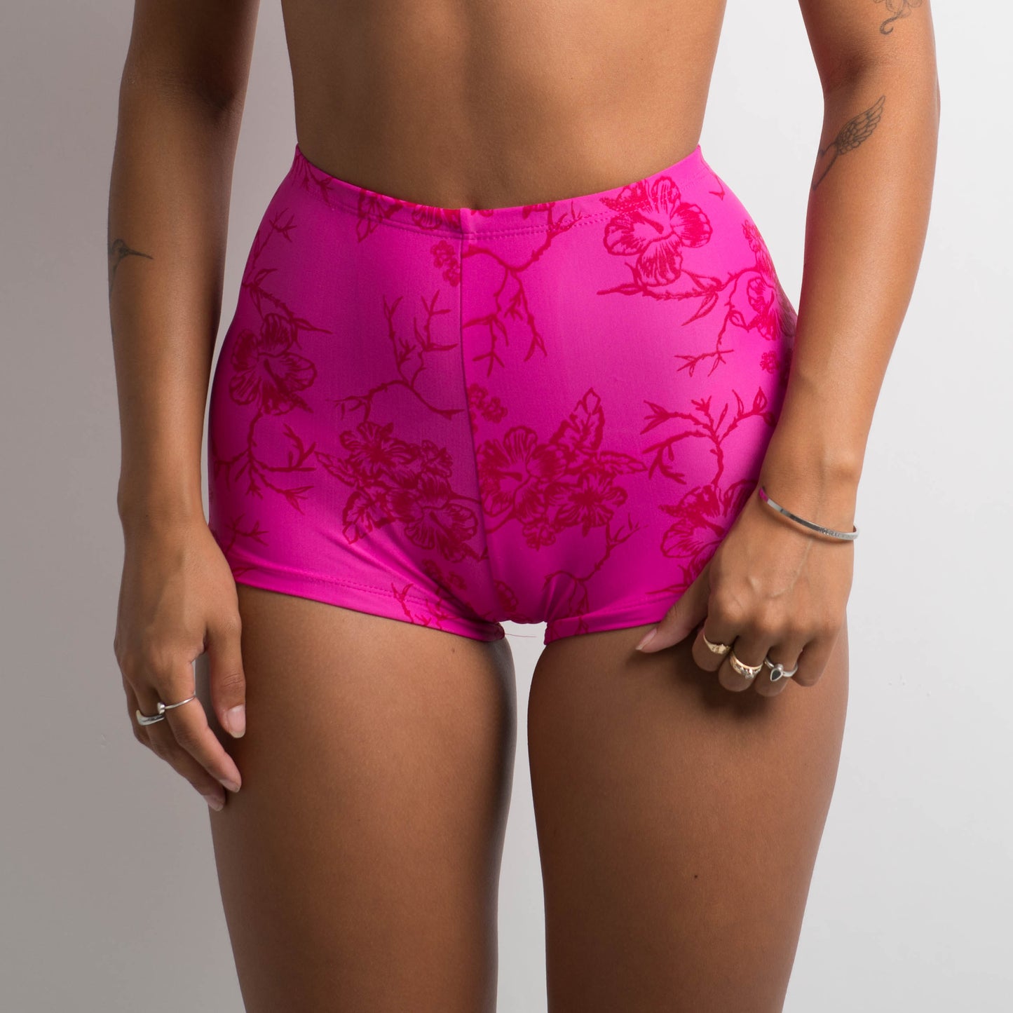 PINK FLORAL SWIM SHORTS