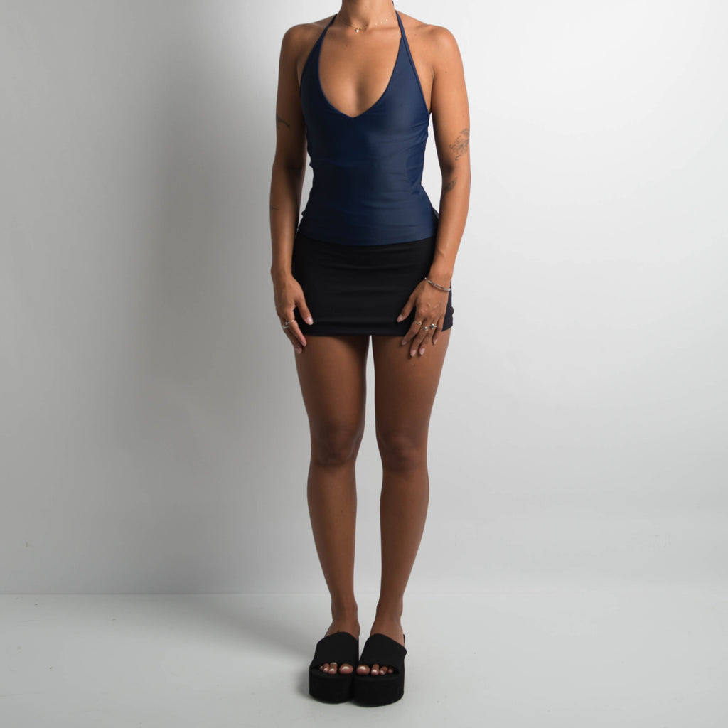 NAVY HALTER TANKINI TOP