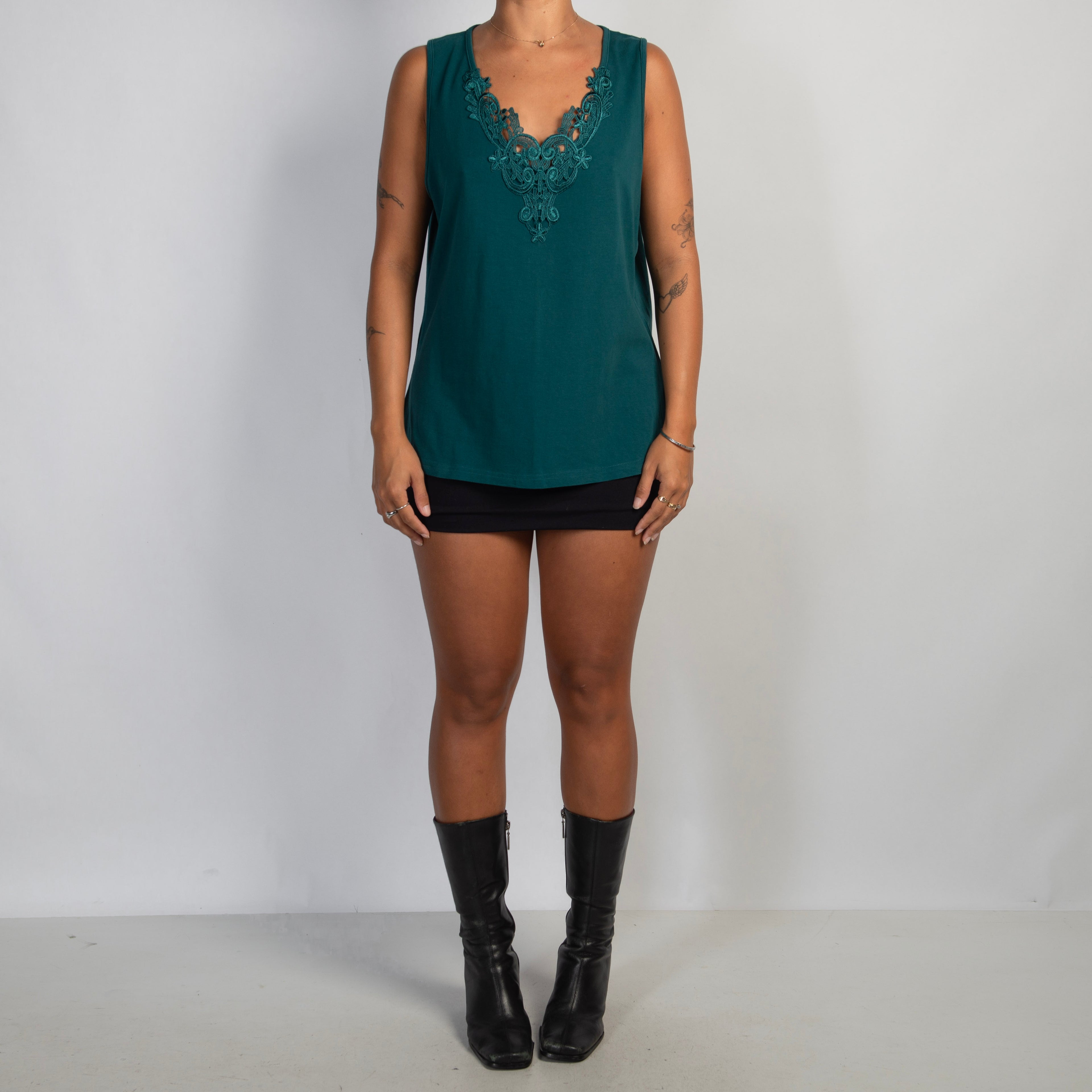 TEAL COTTON TANK TOP