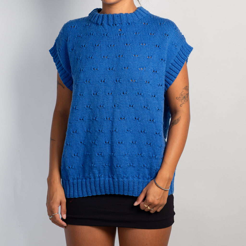 COBALT CHUNKY KNIT VEST