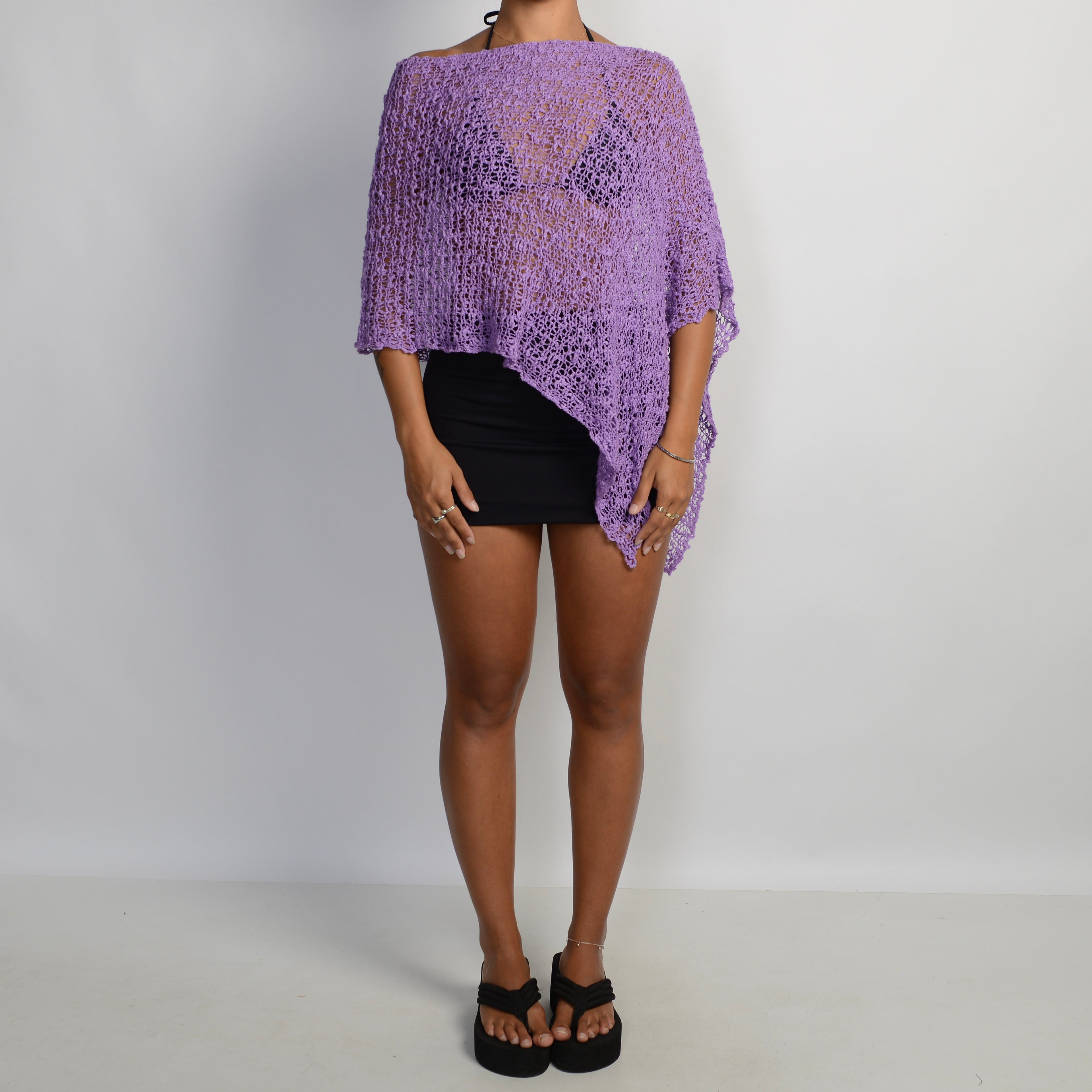 PURPLE CROCHET PONCHO