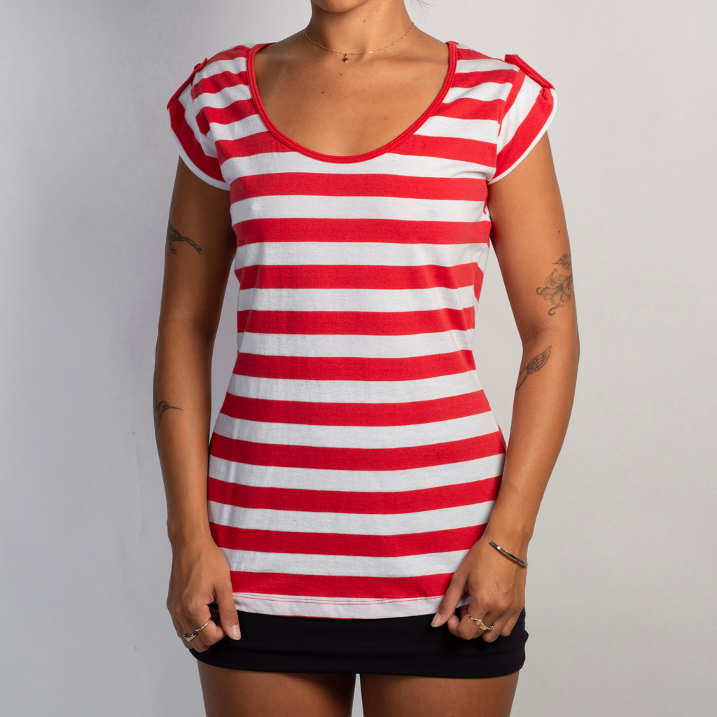 RED CHUNKY STRIPE TSHIRT