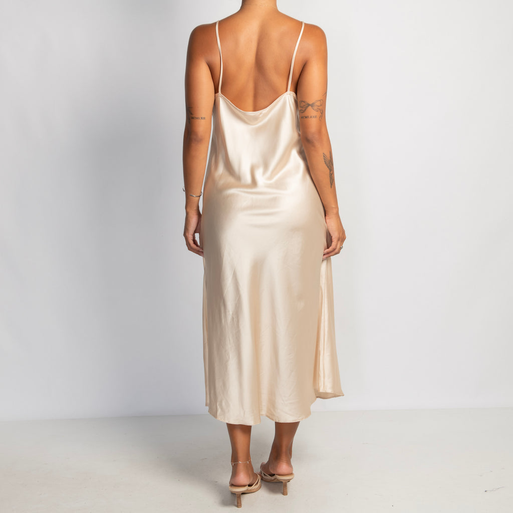 CHAMPAGNE SLIP MIDI DRESS